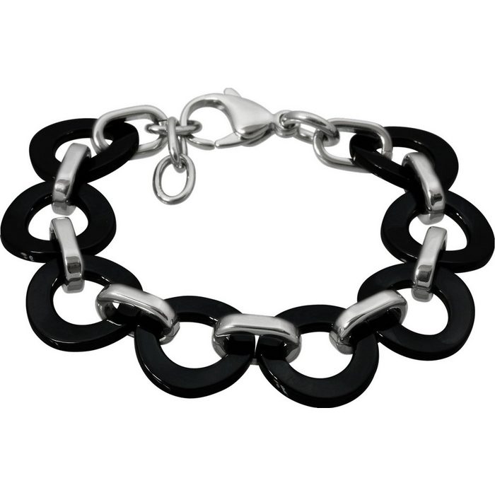 Amello Edelstahlarmband Amello Ring Armband silber schwarz (Armband) Armbänder für Damen Edelstahl (Stainless Steel)