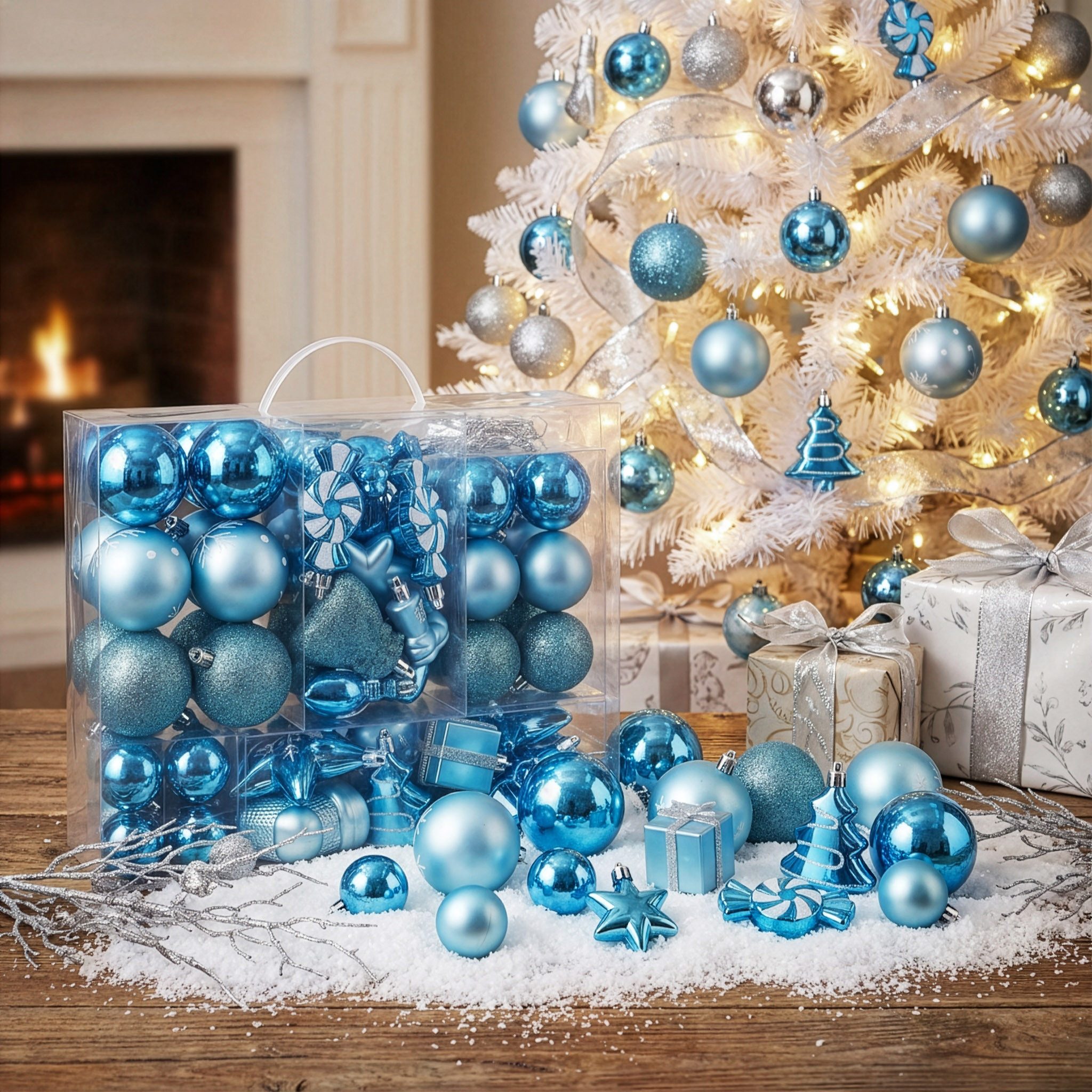 BRUBAKER Weihnachtsbaumkugel 77-teiliges Weihnachtskugel-Set, Christbaumschmuck aus Kunststoff, Weihnachtsdekoration Baumkugeln