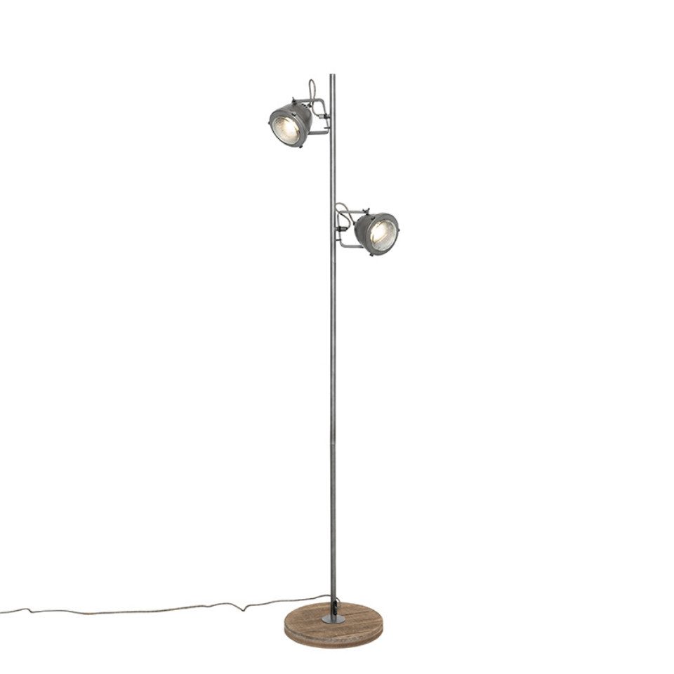 Qazqa Stehlampe Emado, ohne Leuchtmittel, Warmweiß, QAZQA Stehlampe, gu10, Stahl, Stahl, Industrie