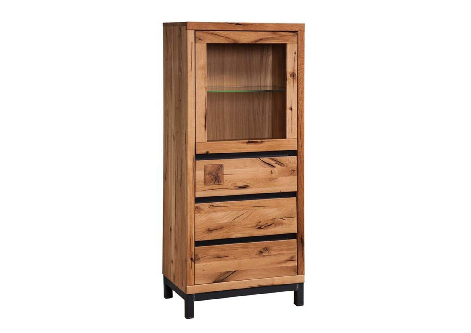 Massivmoebel24 Standvitrine (Vitrine Wildeiche 65x40x148 natur geölt VILLANDERS #103) Vitrine Wildeiche 65x40x148 natur geölt VILLANDERS #103