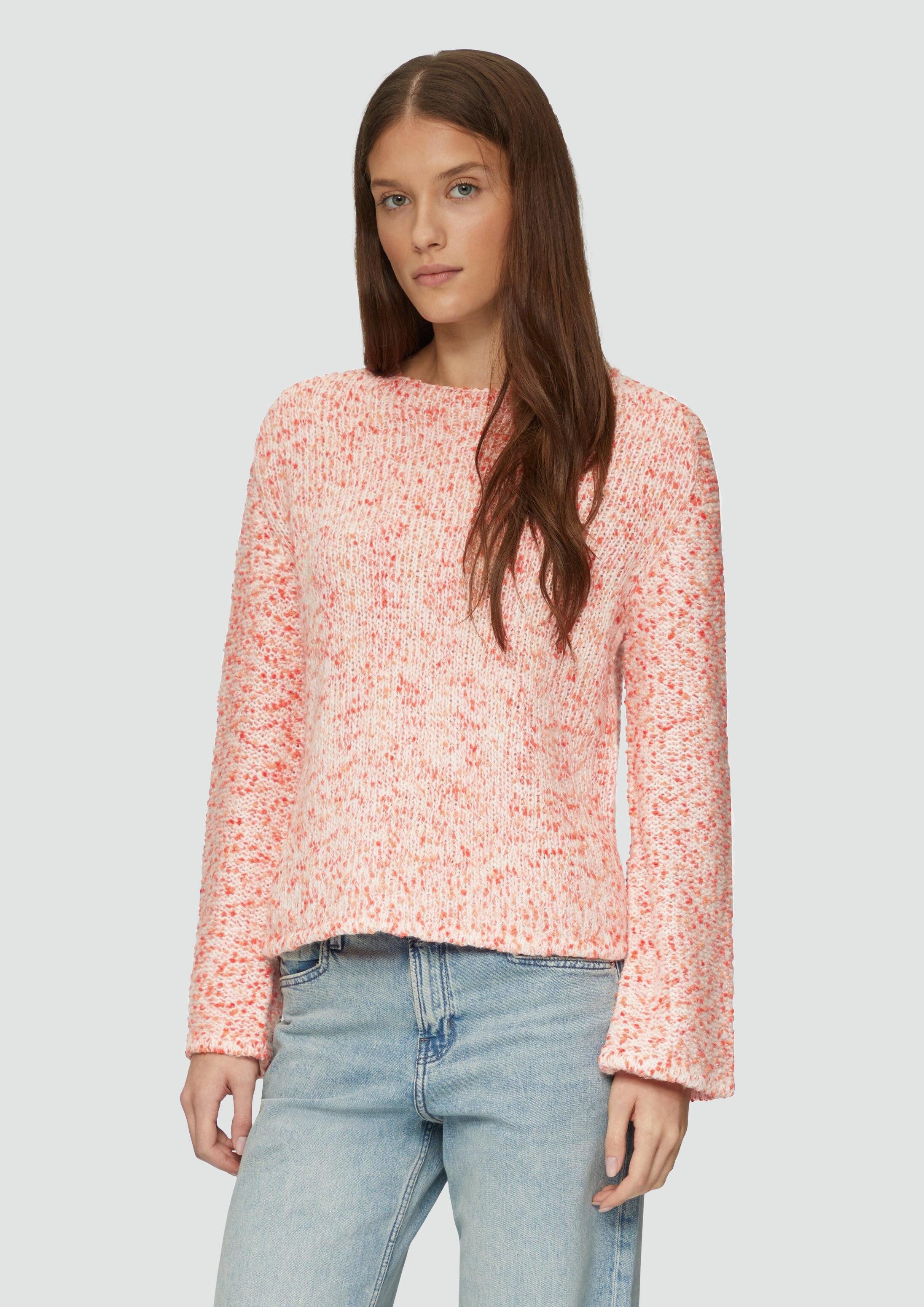 s.Oliver Longpullover Strickpullover Melierter Strickpullover mit weiten Ärmeln