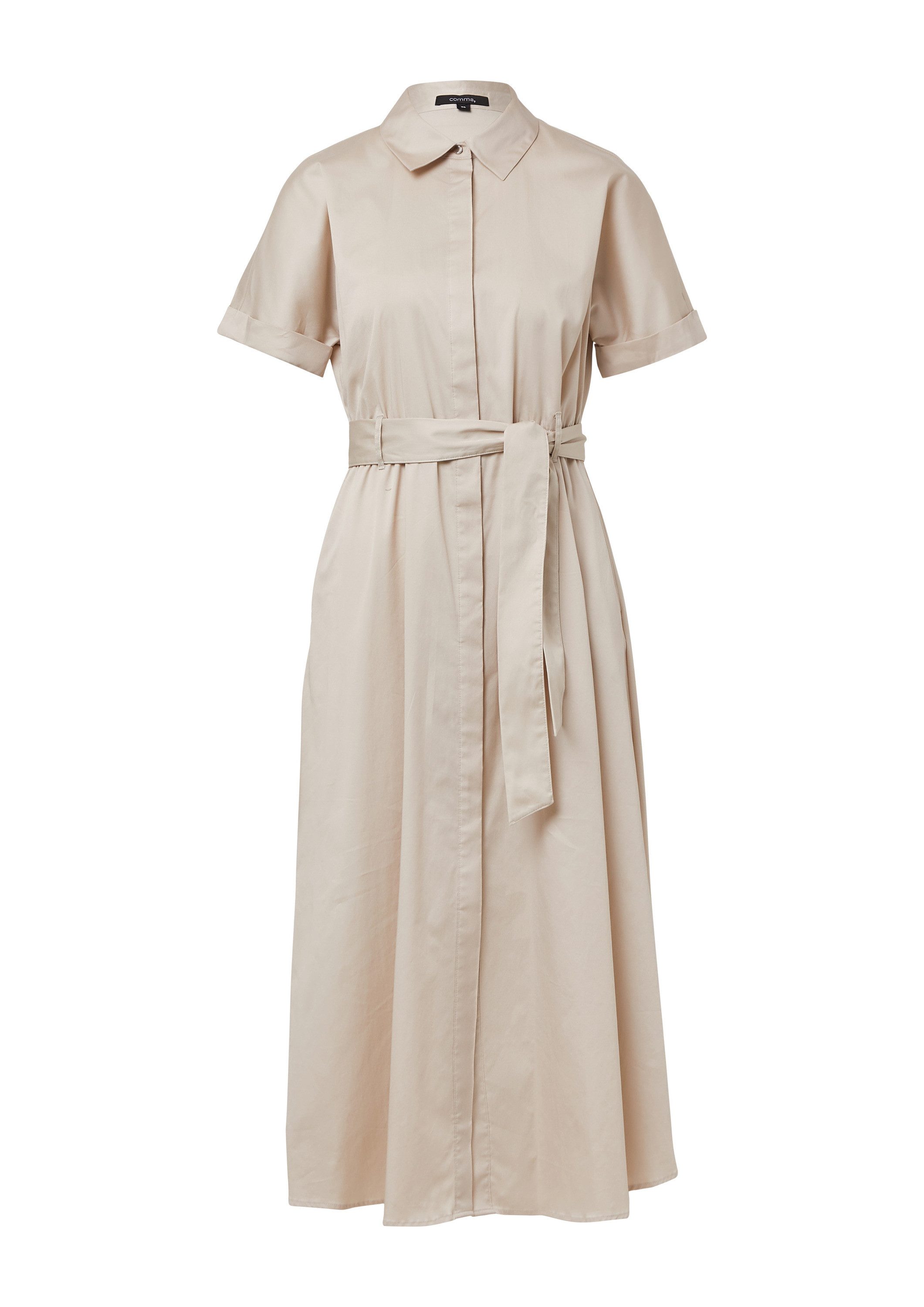 comma Midikleid Kleid Midikleid aus Popeline mit Hemdkragen und Bindegürtel günstig online kaufen