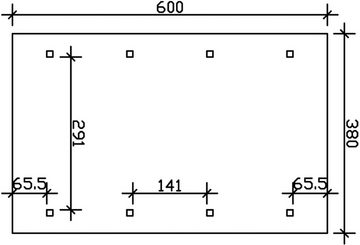 Skanholz Einzelcarport Wallgau, BxT: 380x600 cm, 215 cm Einfahrtshöhe, 380x600cm, rote Schindeln