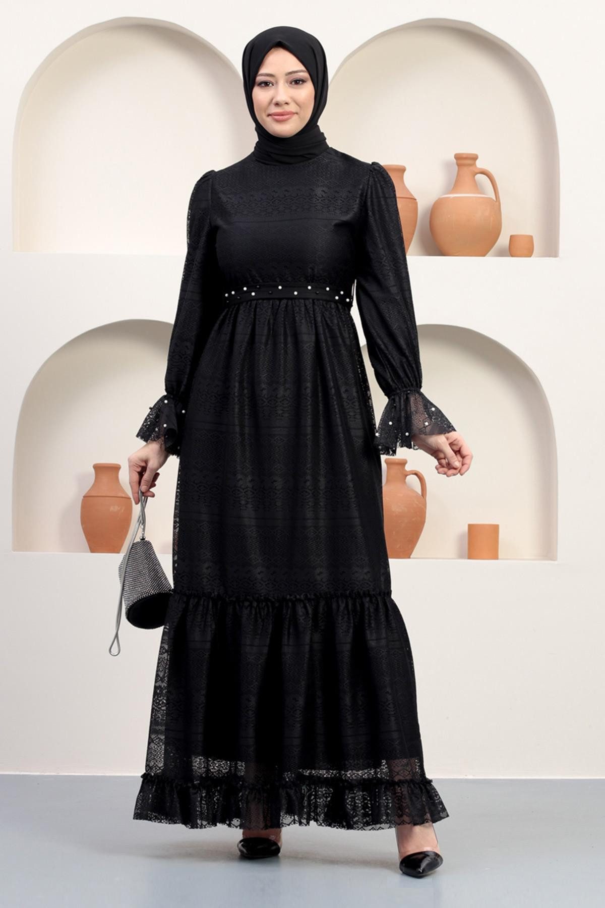 MODAMİHRAM Abendkleid Inci Detailliertes Spitzenabendkleid