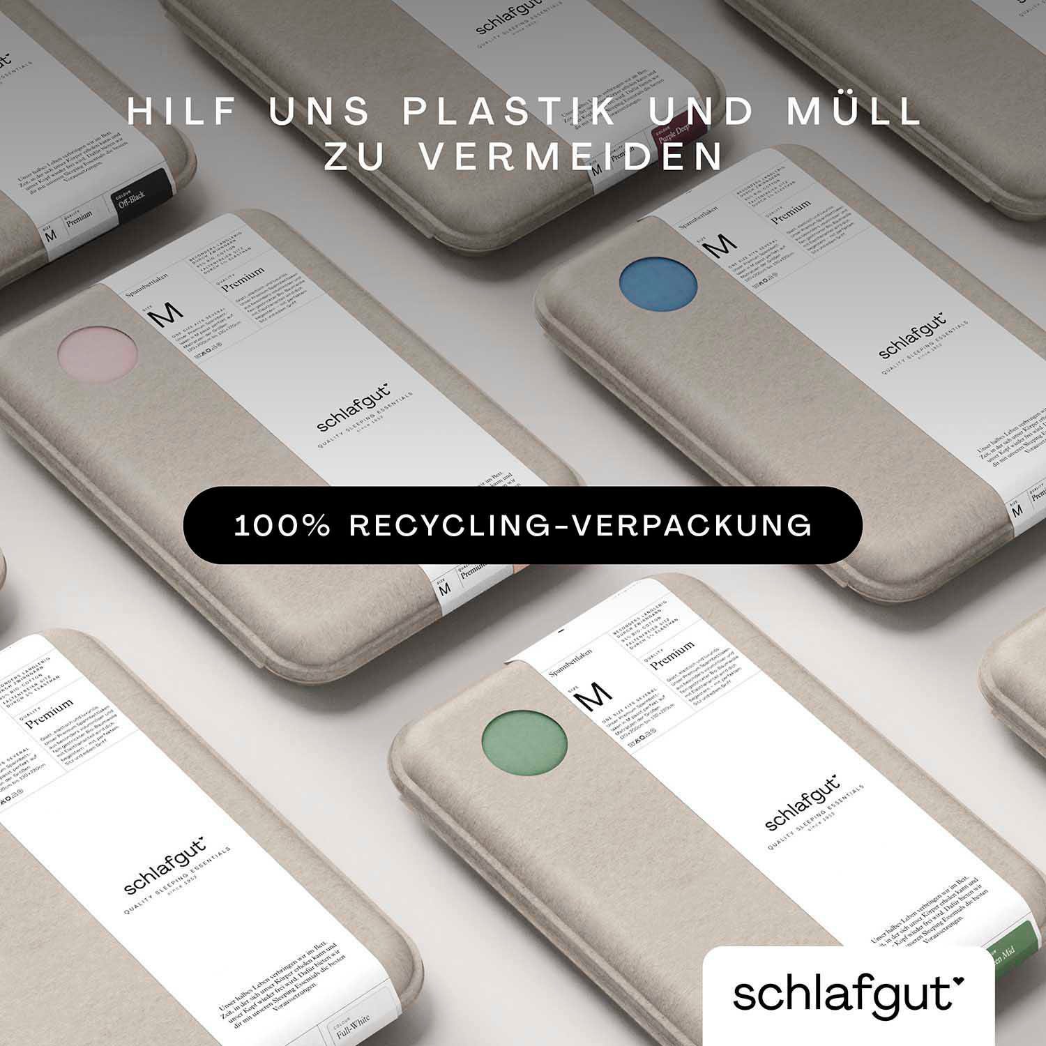 Zero light Schlafgut, Stück), Spannbettlaken (1 rundum, Mako-Zwirn-Jersey, Gummizug: Premium, Verpackung Waste nachhaltige red