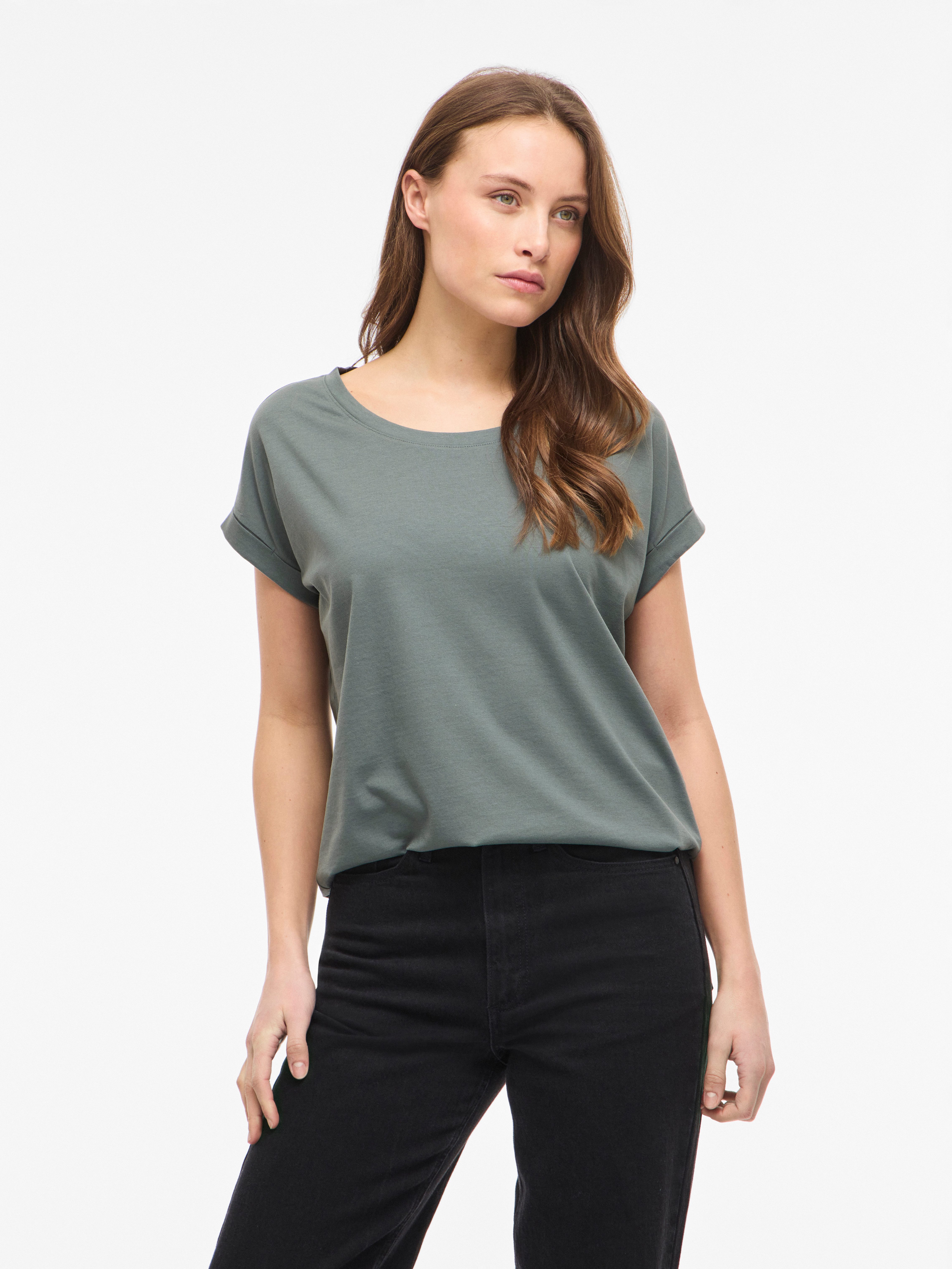 Vila Rundhalsshirt VIDREAMERS NEW PURE T-SHIRT/SU-NOOS Baumwollmischung, regular fit