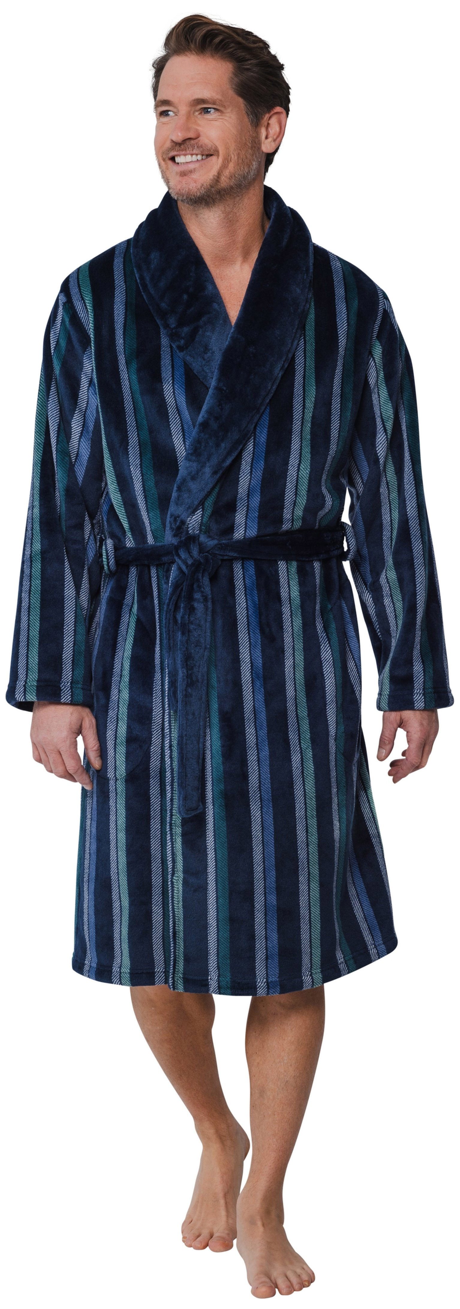 Pastunette Herrenbademantel Herren Fleece, Midi, Polyester, Schalkragen, Gü günstig online kaufen