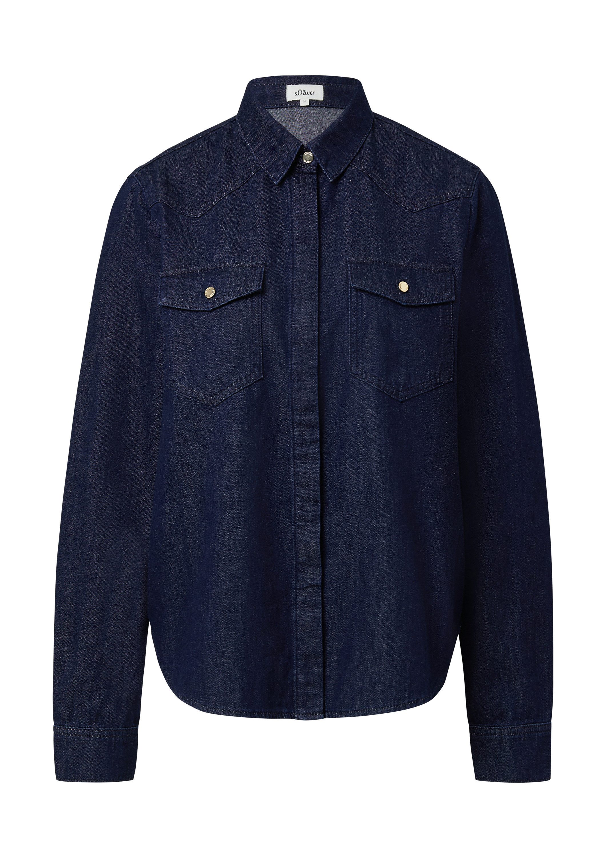 s.Oliver Langarmbluse Bluse Denim-Bluse mit verdeckter günstig online kaufen