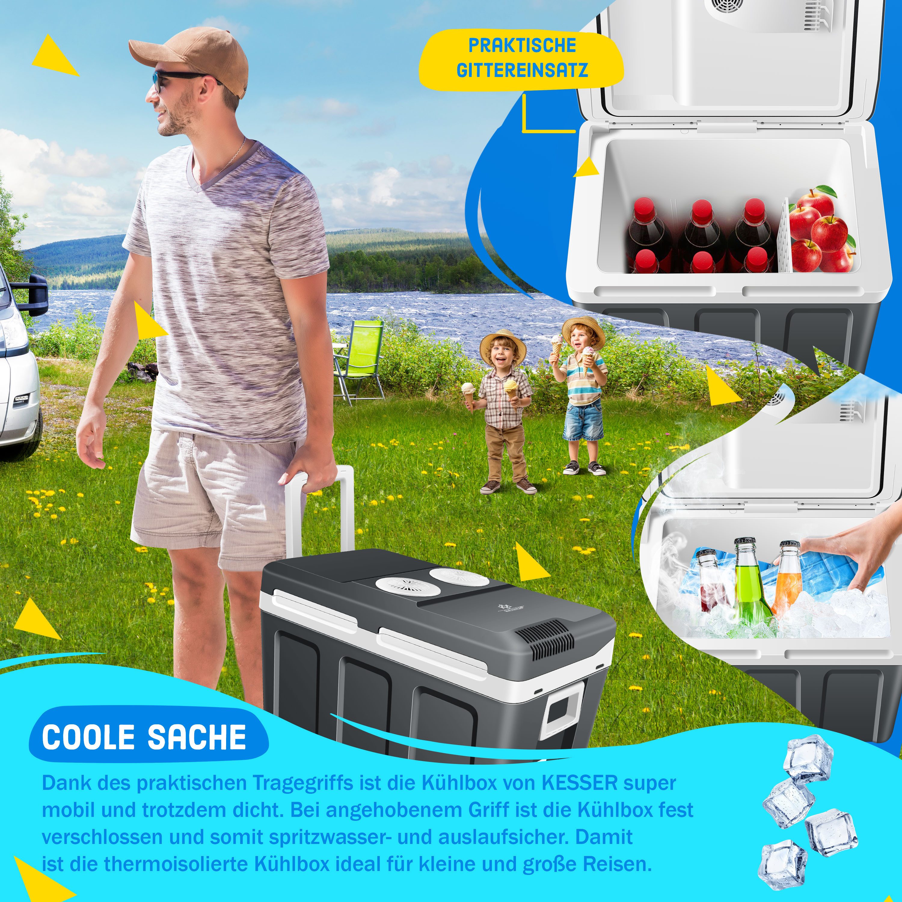 KESSER Kühlbox, 40 l, Thermo-Elektrisch Warmhalten & kühlen -18 bis 65° C für Auto & Camping