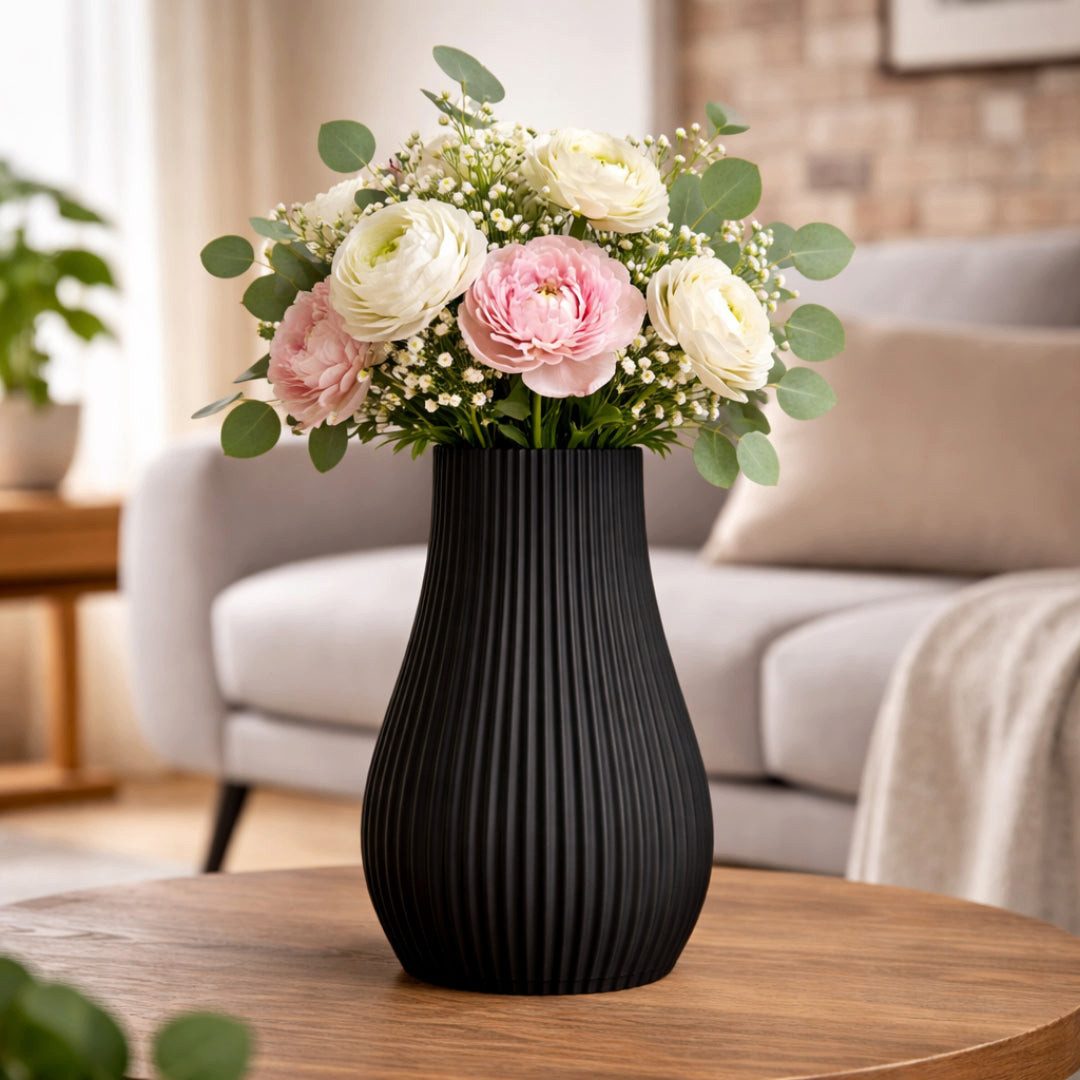 UDINGO Dekovase Moderne Vase geriffelt – Zeitloses Design