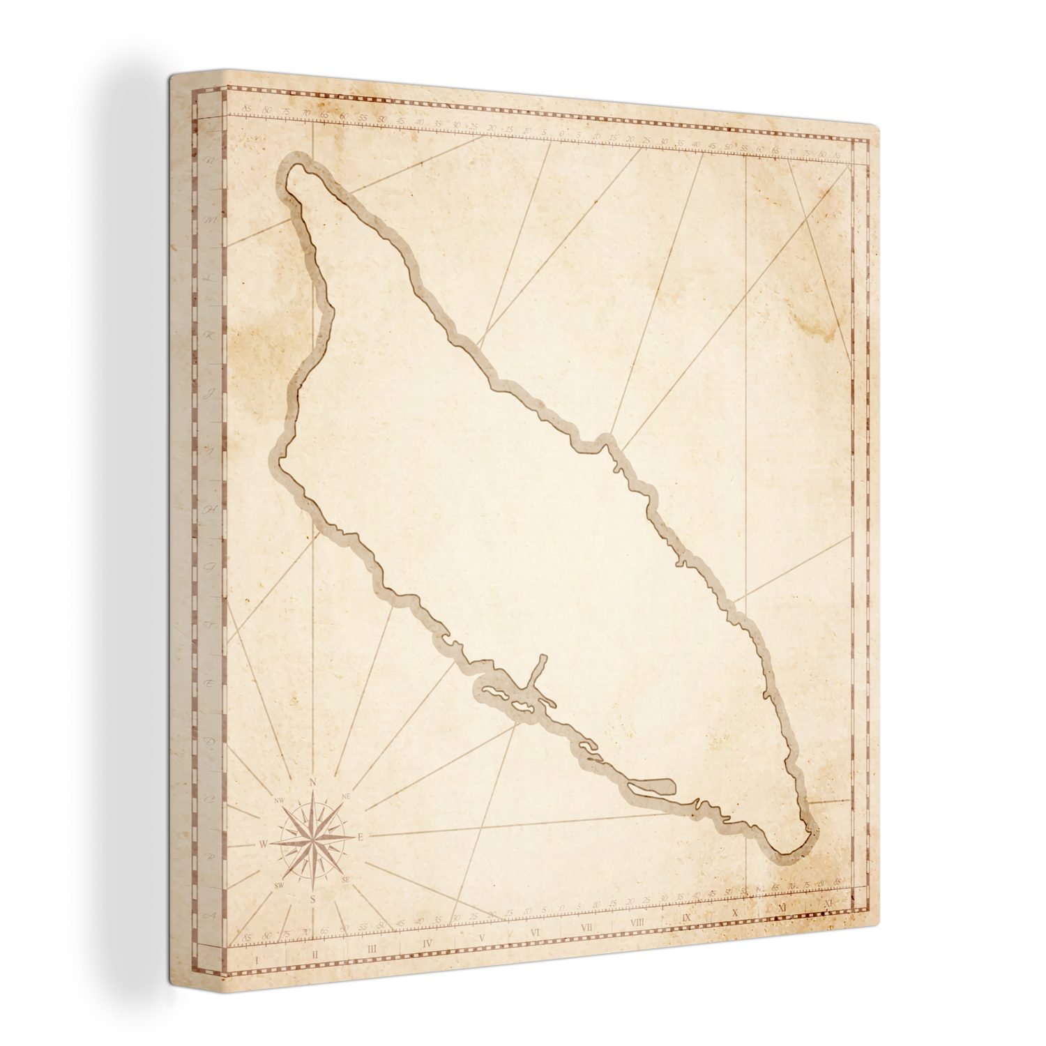 OneMillionCanvasses® Leinwandbild Illustration einer antiken Karte mit Aruba darauf, (1 St), Leinwand Bilder für Wohnzimmer Schlafzimmer