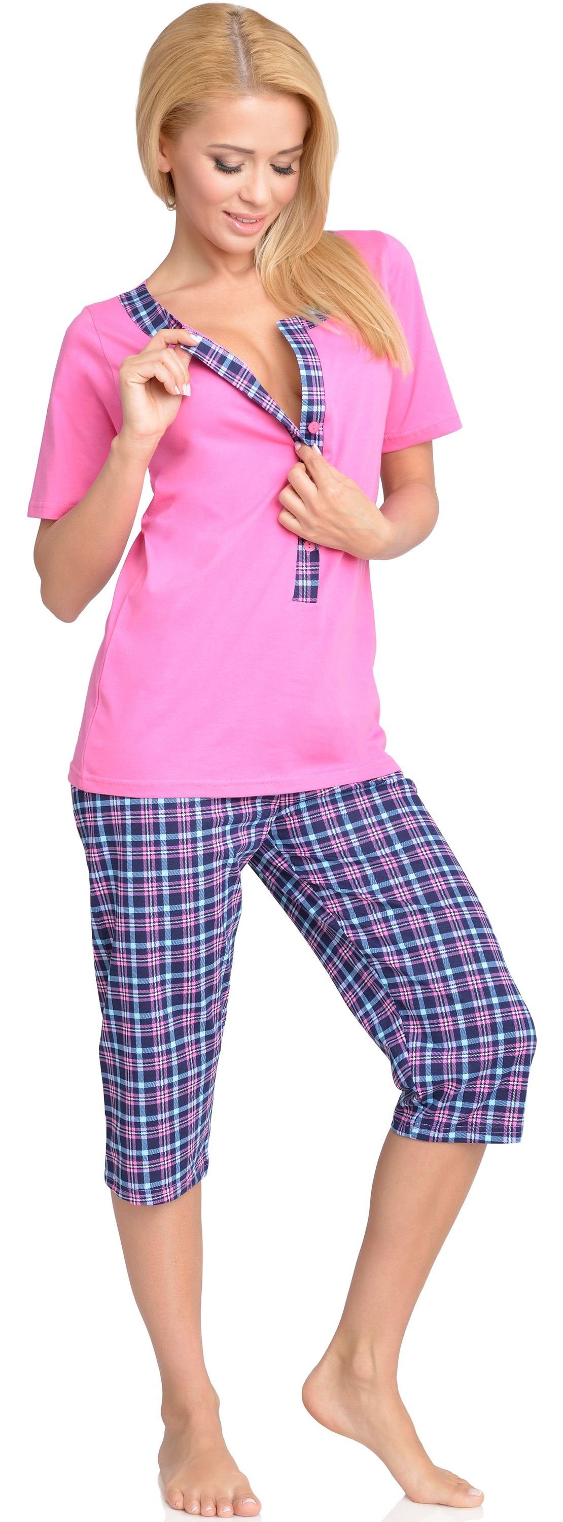 Damen Stillpyjama Umstandspyjama Mammy Rosa H2L2N2 Be Schlafanzug