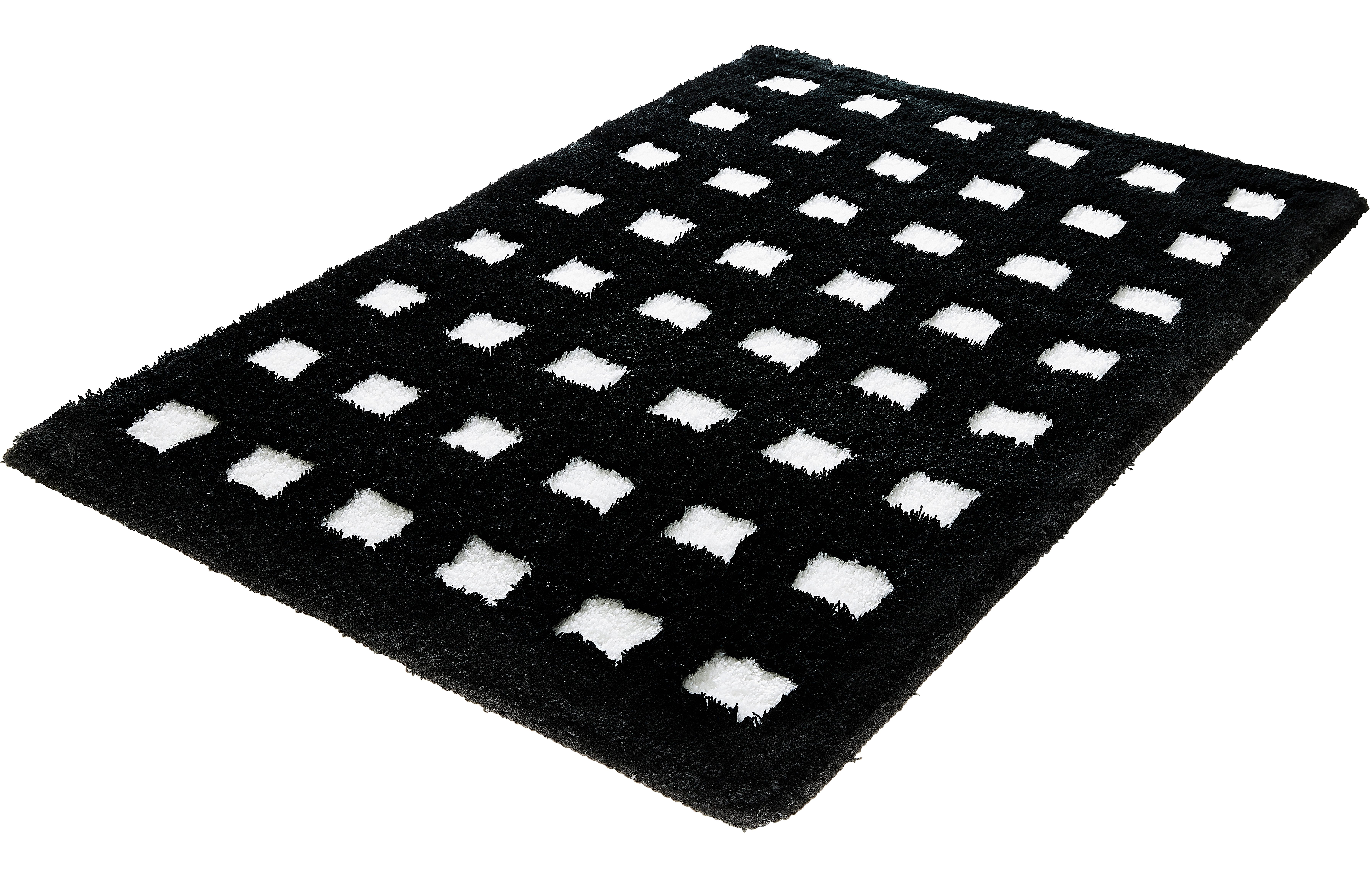Kleine Wolke Badematte Boxes, Badvorleger, Badezimmer Teppich, Höhe 20 mm, rutschhemmend beschichtet, fußbodenheizungsgeeignet, Polyacryl, rechteckig, Badteppich, modernes Design, Hoch/Tief Effekt