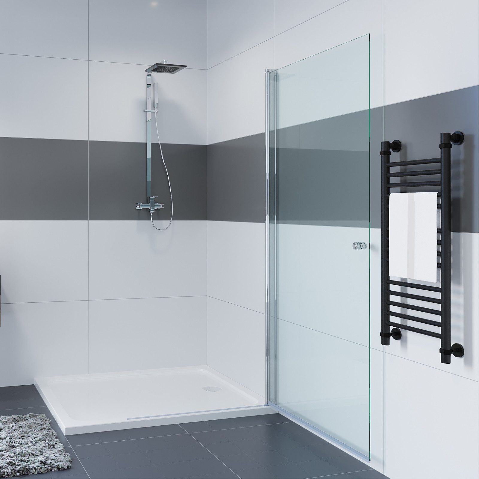 IMPTS Walk-in-Dusche Glaswand Dusche, glas, (70-100 x 185/195 cm, Begehbare Duschabtrennung, 6mm ebenerdig Glastrennwand), Glas Duschabtrennung Duschkabine