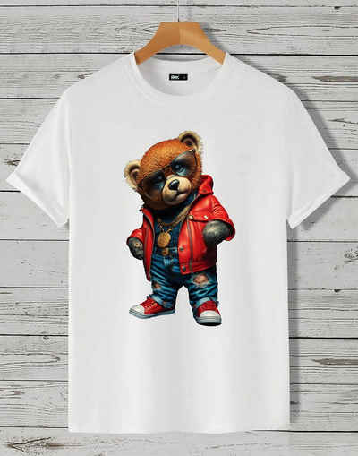 RMK T-Shirt Herren T-Shirt Basic Rundhals mit Gangster Teddybär Bär