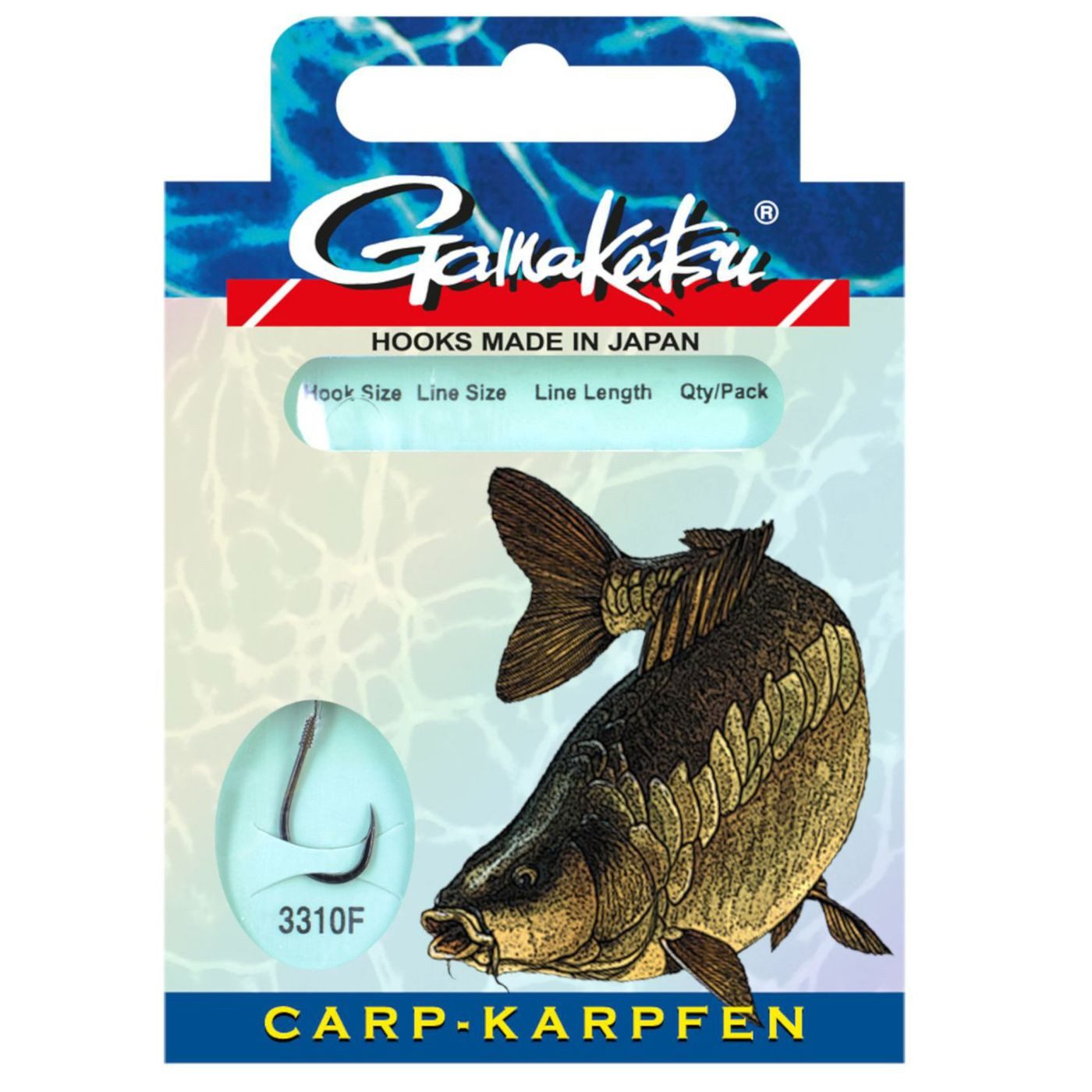 Karpfenhaken Gamakatsu Karpfen LS-3310 NS Black - 10 gebundene Angelhaken