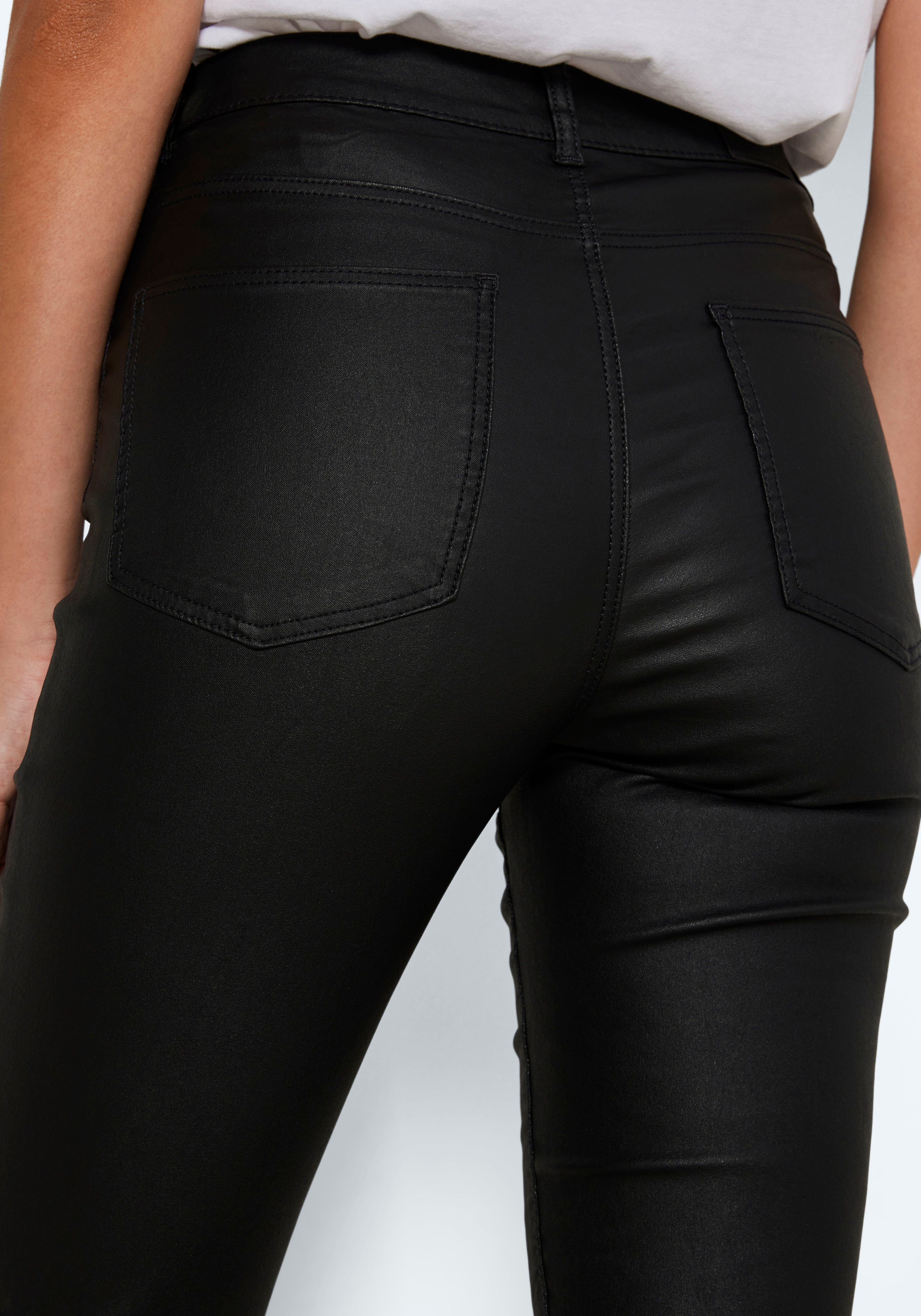 Noisy may Lederimitathose NMSALLIE HW FLARE COATED PANTS NOOS