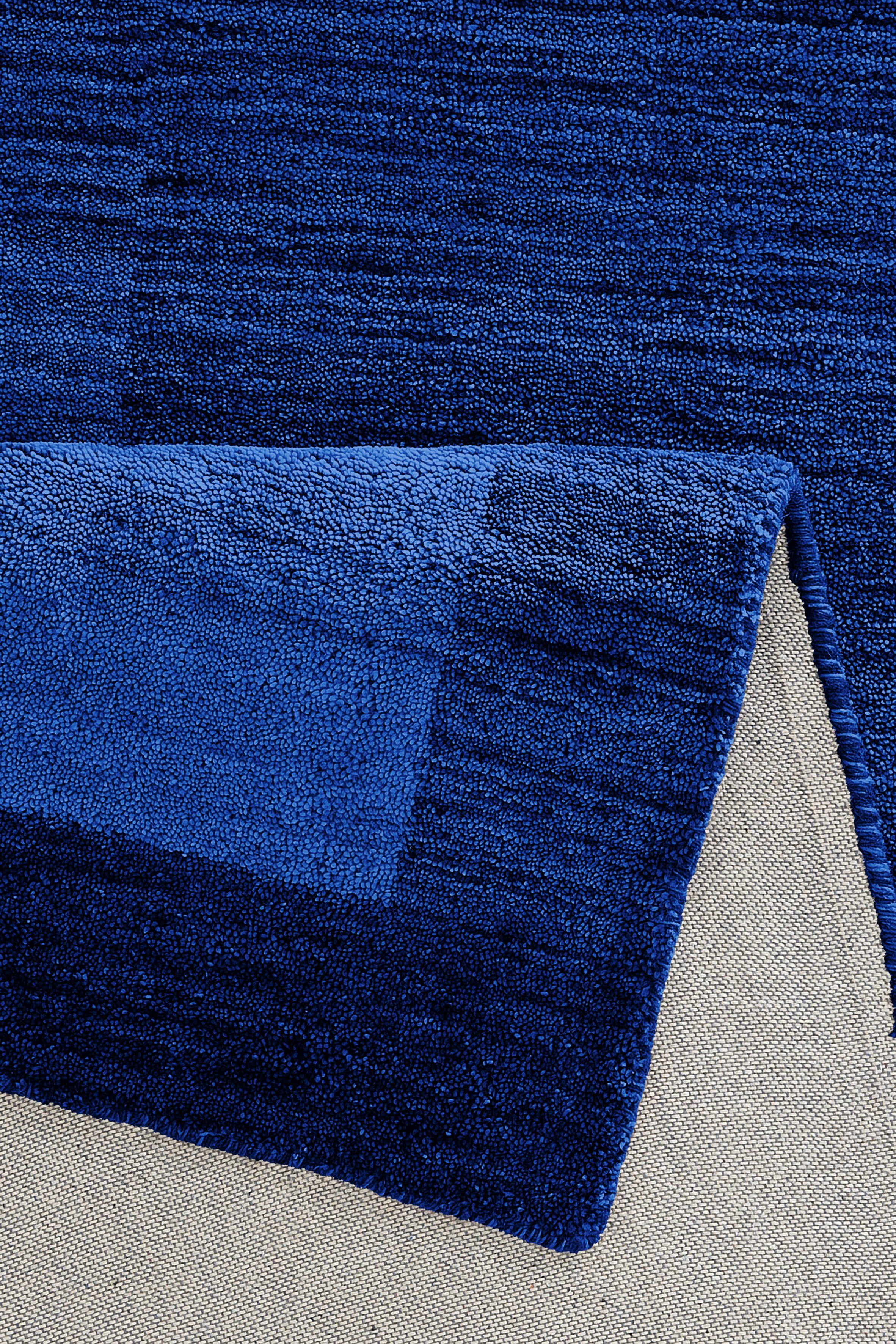 Bettumrandung Gabbeh dunkelblau Läufer-Set Bettvorleger, Super 9 THEKO, Bordüre, mit Höhe reine mm, handgewebt, (3-tlg), Schurwolle