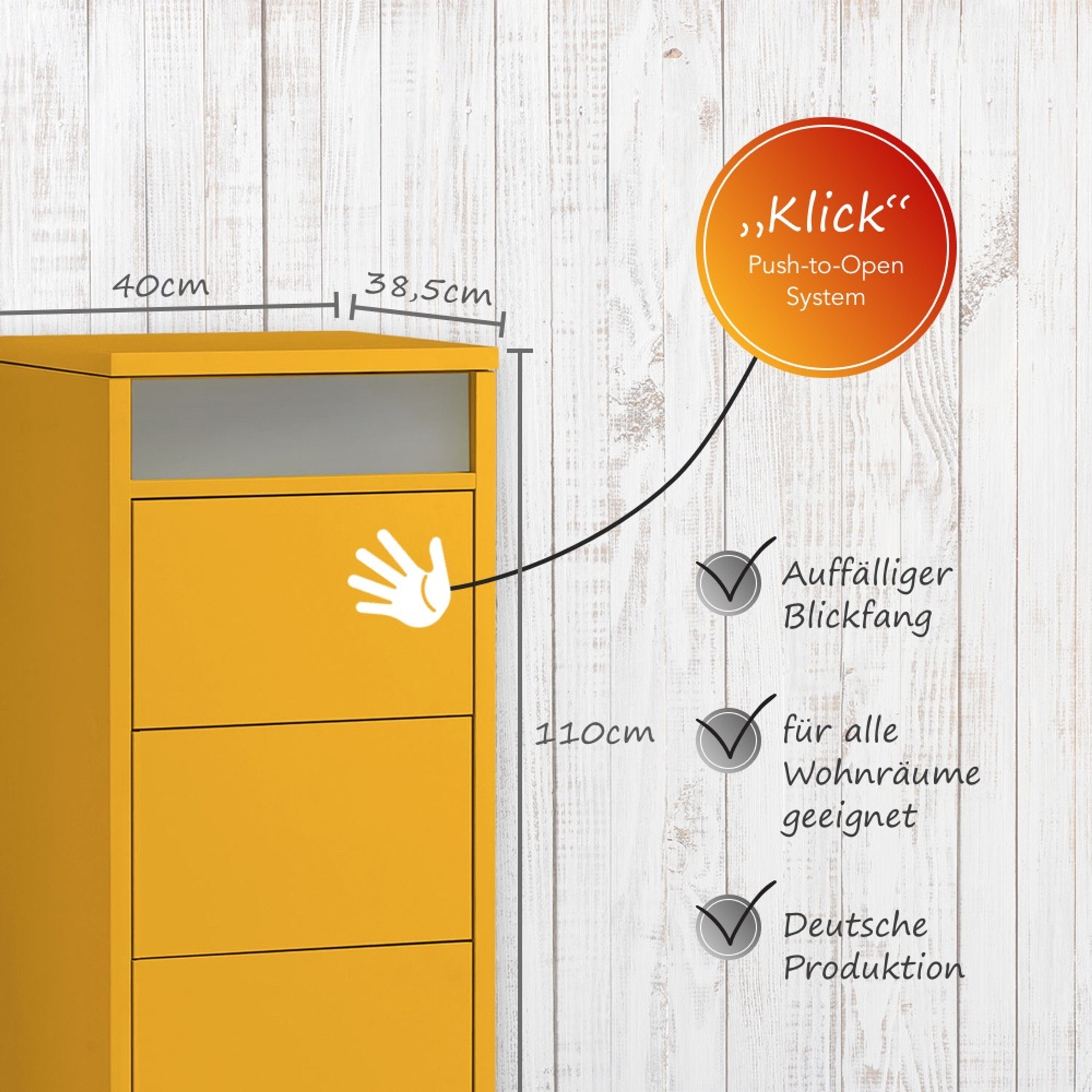 Eyecatcher, Orange Push-to-open-Funktion Kabeldurchlass Aileenstore | Ablagefach Farbig Sideboard