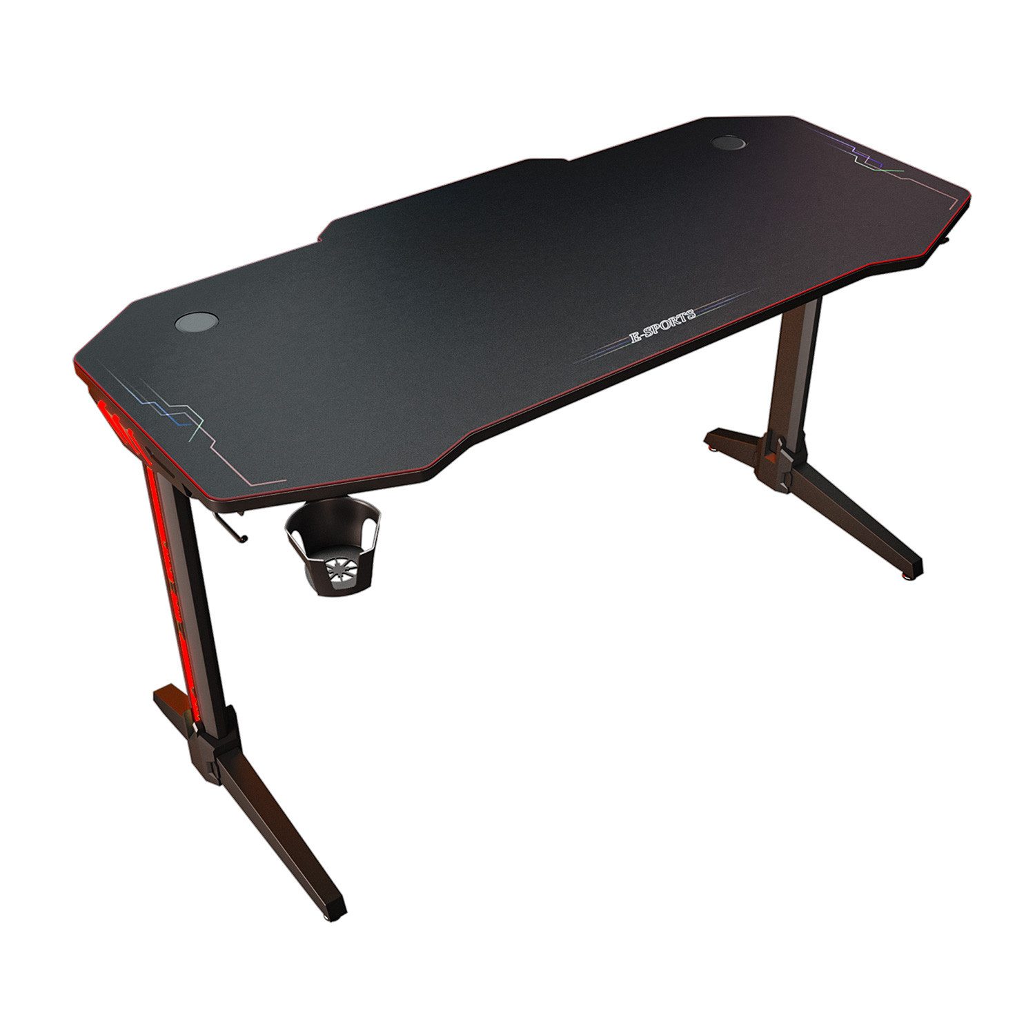 SONNI Gamingtisch RGB Gaming Tisch mit LED Beleuchtung, Breite 120cm/140cm