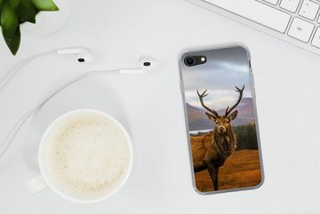 MuchoWow Handyhülle Hirsche - Berge - Wasser - Landschaft - Tiere - Bäume, Handyhülle Apple iPhone 8, Smartphone-Bumper, Print, Handy Schutzhülle