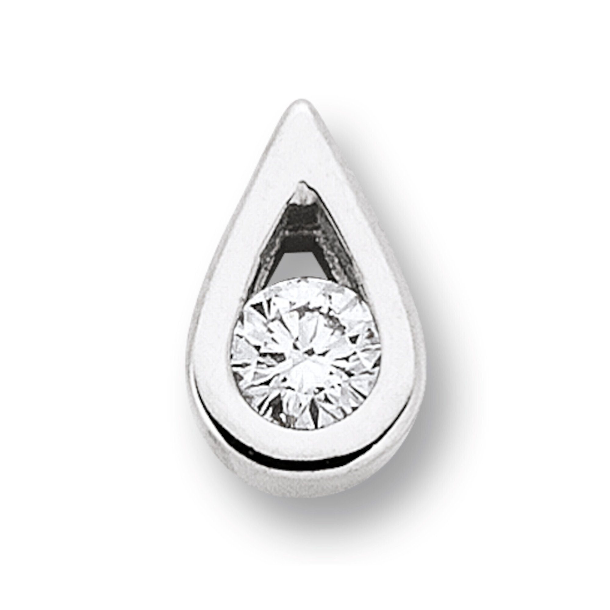 Kettenanhänger 0.05 ct Diamant Brillant Tropfen Anhänger aus 585 Weißgold