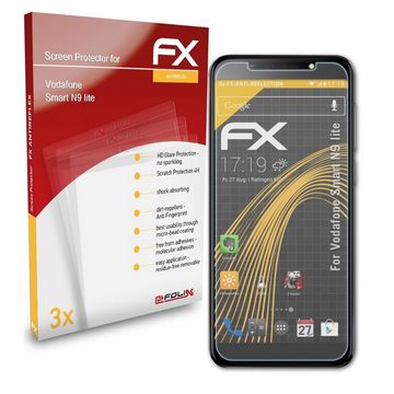 atFoliX Schutzfolie für Vodafone Smart N9 lite, (3 Folien), Entspiegelnd und stoßdämpfend