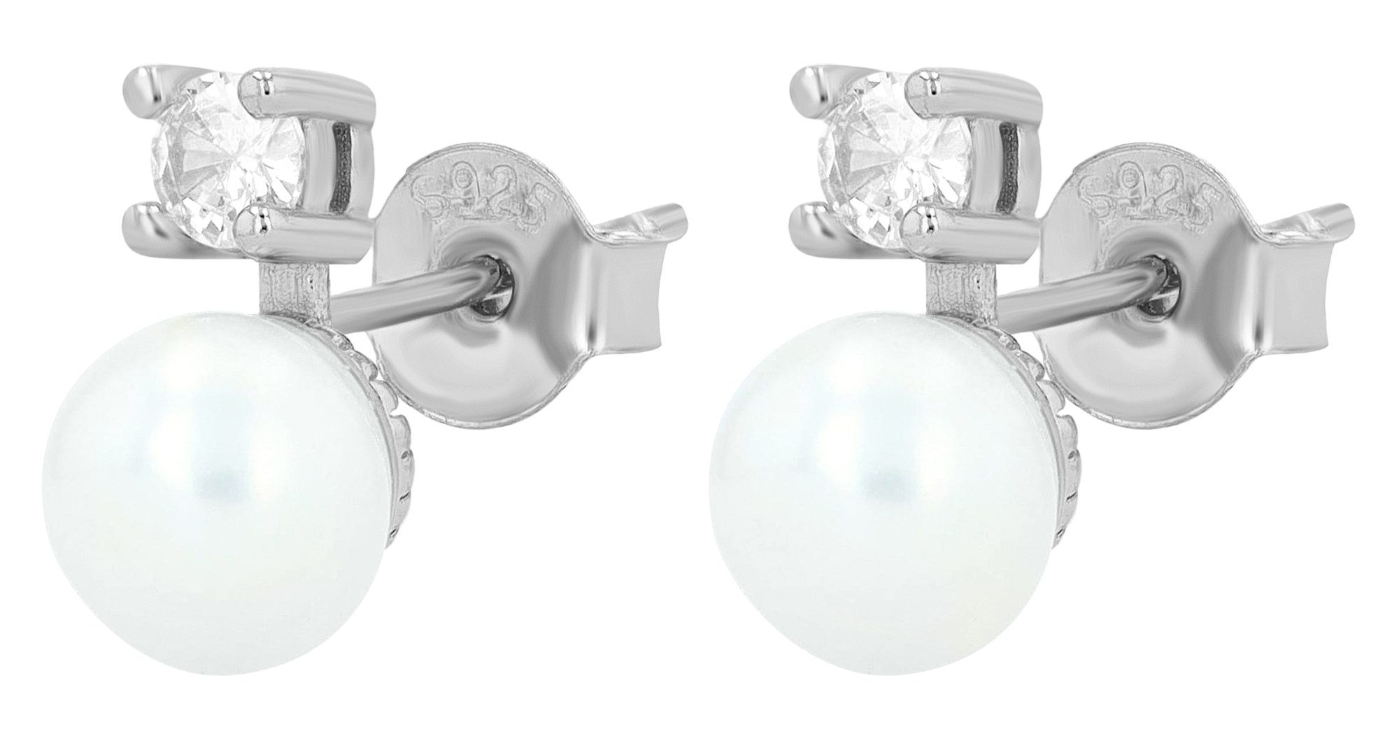 Paar Ohrhänger Ohrringe – Ohrstecker aus 925 Silber mit Süßwasserperle