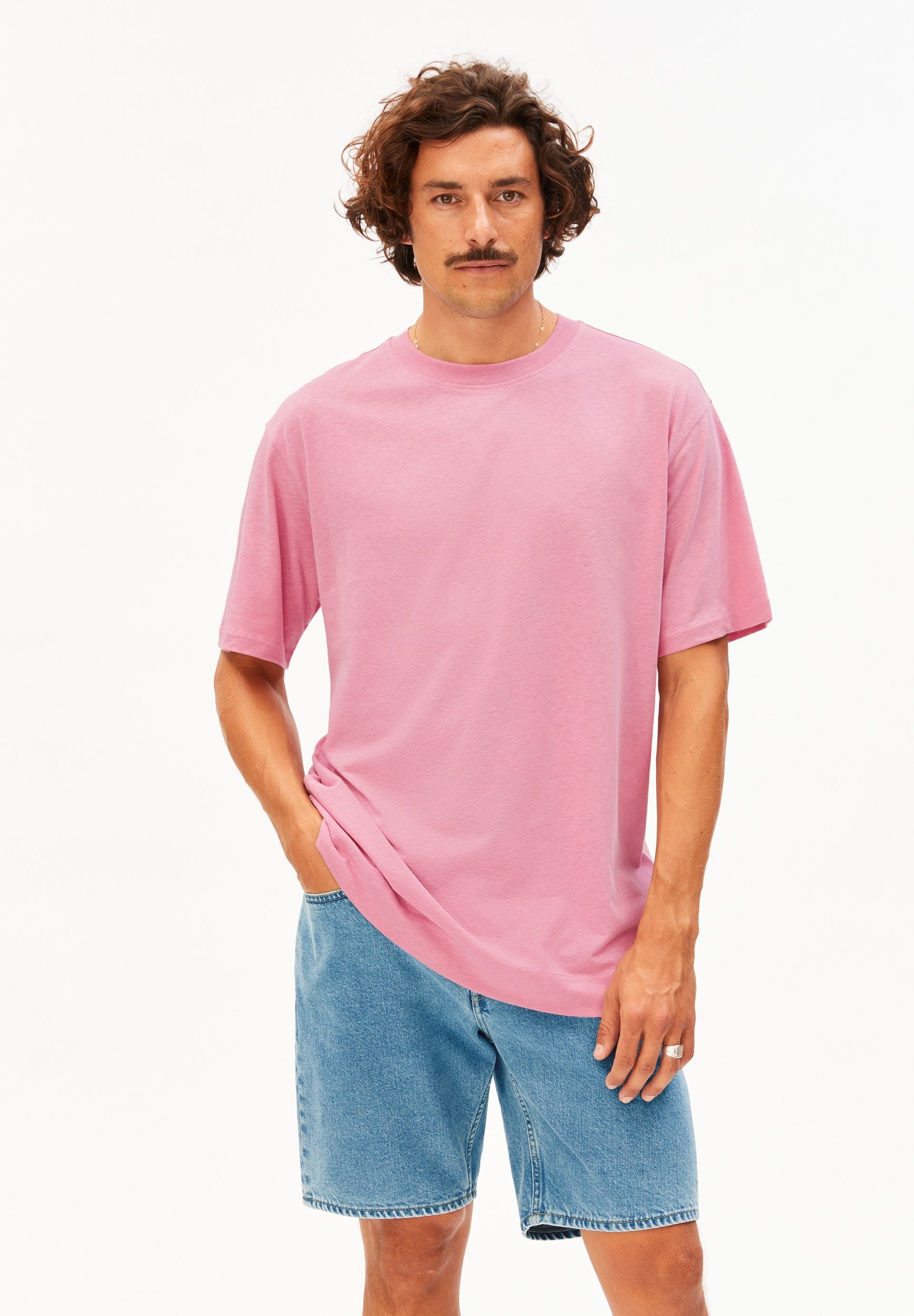 T-Shirt MAARKOS LINEN T-Shirt aus Baumwoll-Leinen-Mix