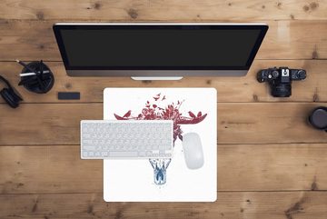 MuchoWow Gaming Mauspad Schädel - Natur - Vögel - Hörner (1-St), Mousepad mit Rutschfester Unterseite, Gaming, 40x40 cm, XXL, Großes