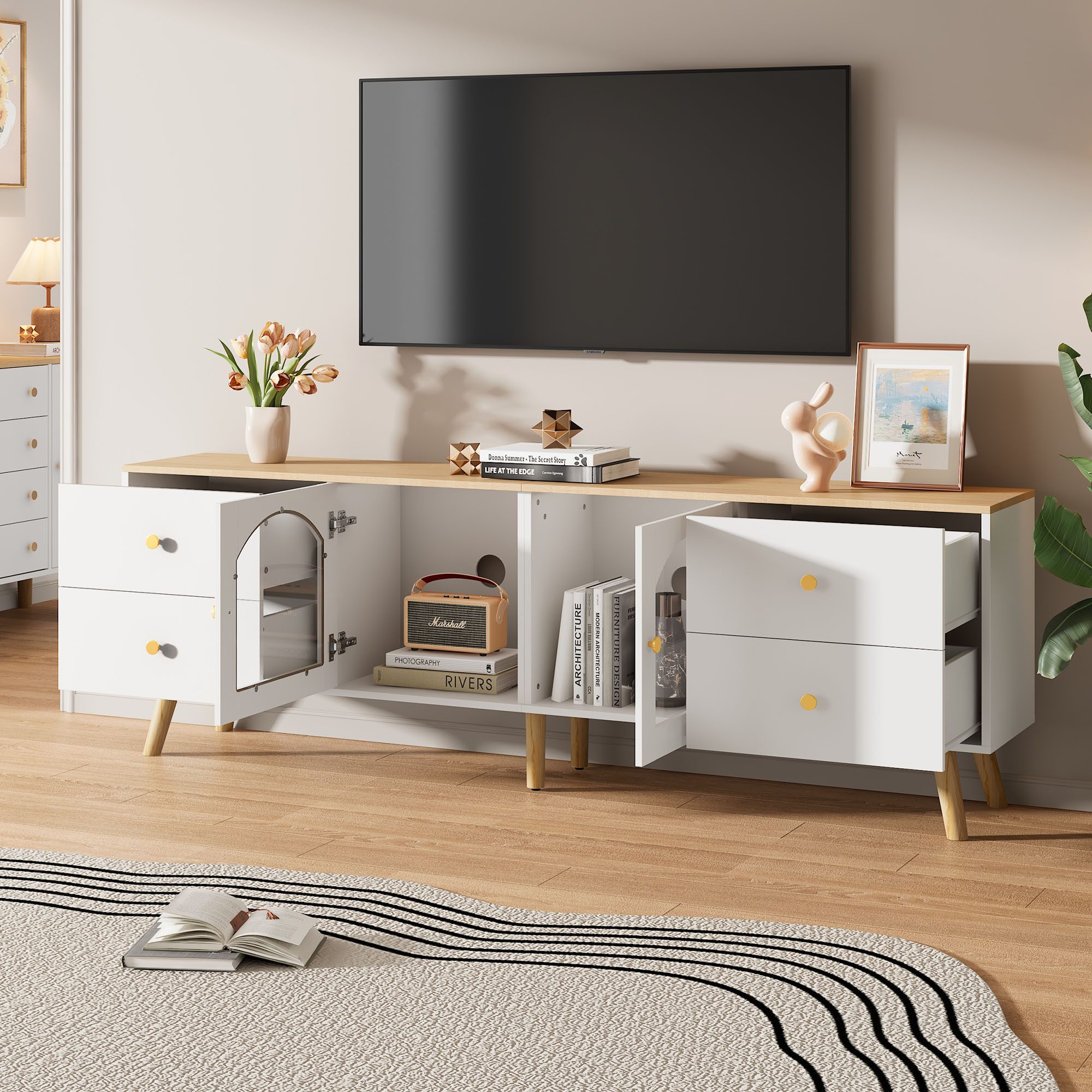 MODFU Lowboard TV-Schrank mit Stauraum (Fernsehtisch,TV-Board,TV-Ständer, günstig online kaufen