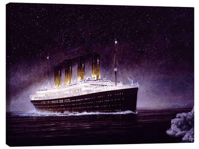 Posterlounge Leinwandbild Francis Mastrangelo, RMS Titanic bei Nacht, Maritim Malerei