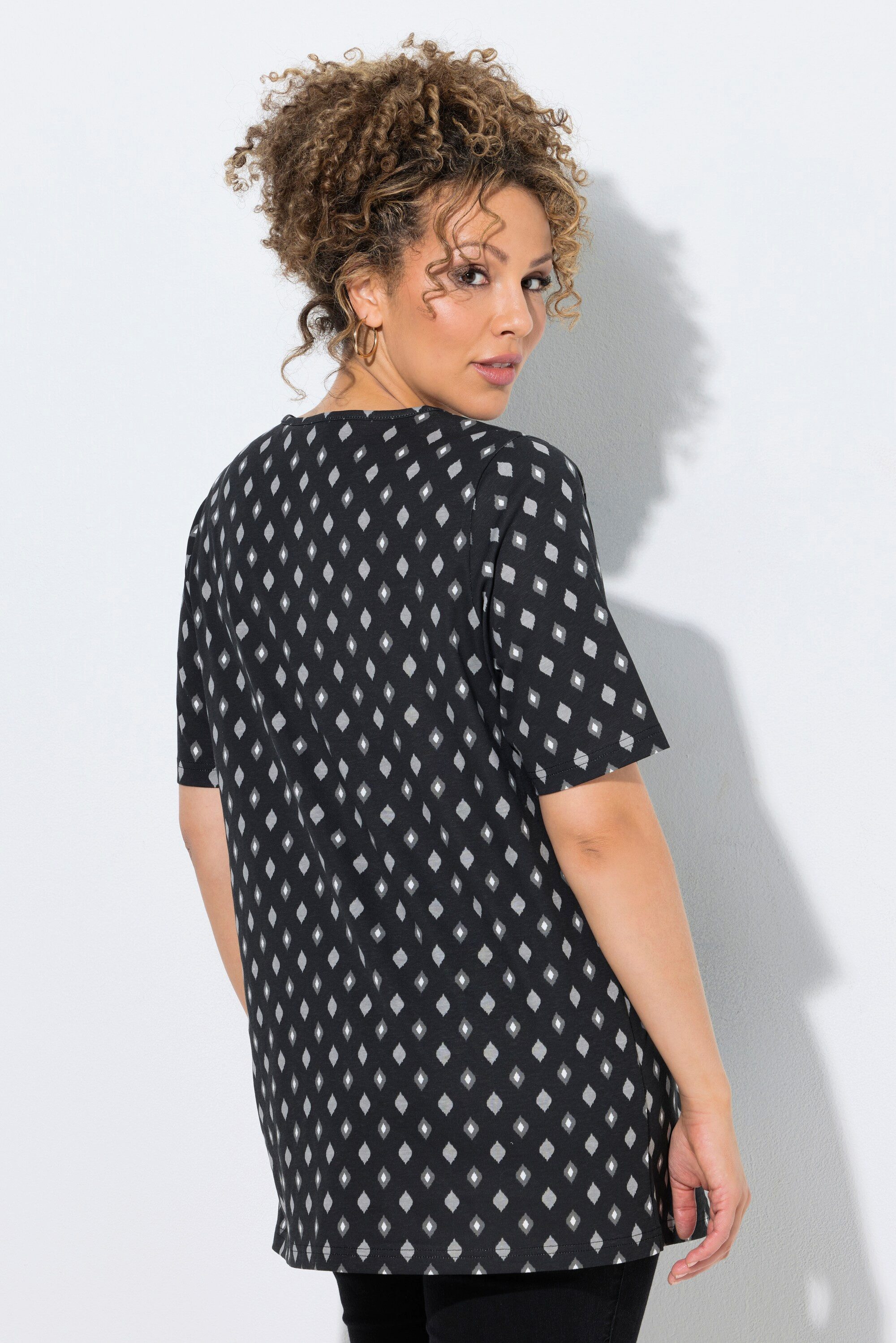 Ulla Popken T-Shirt T-Shirt Biesen A-Linie V-Ausschnitt Halbarm