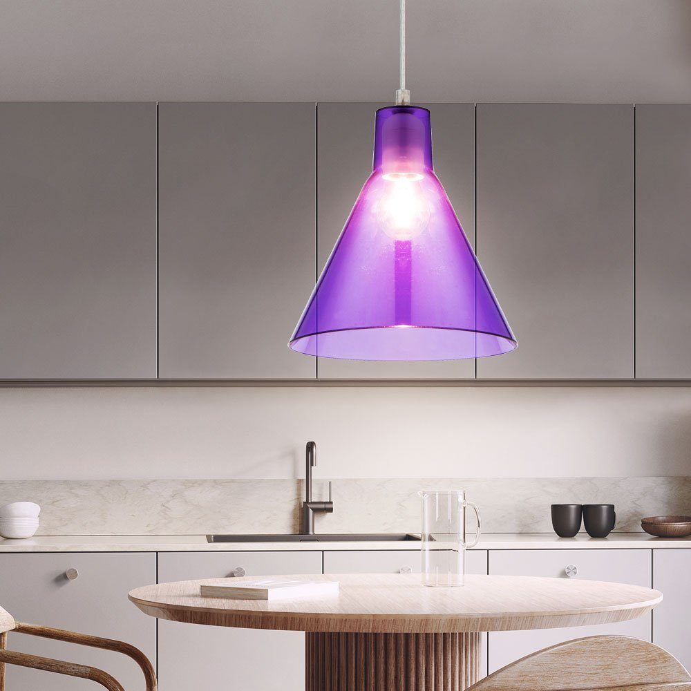 GLOBO LIGHTING Hängeleuchte, Leuchtmittel nicht inklusive, Hänge Leuchte Decken Pendel Lampe Ess Zimmer Beleuchtung Acryl lila