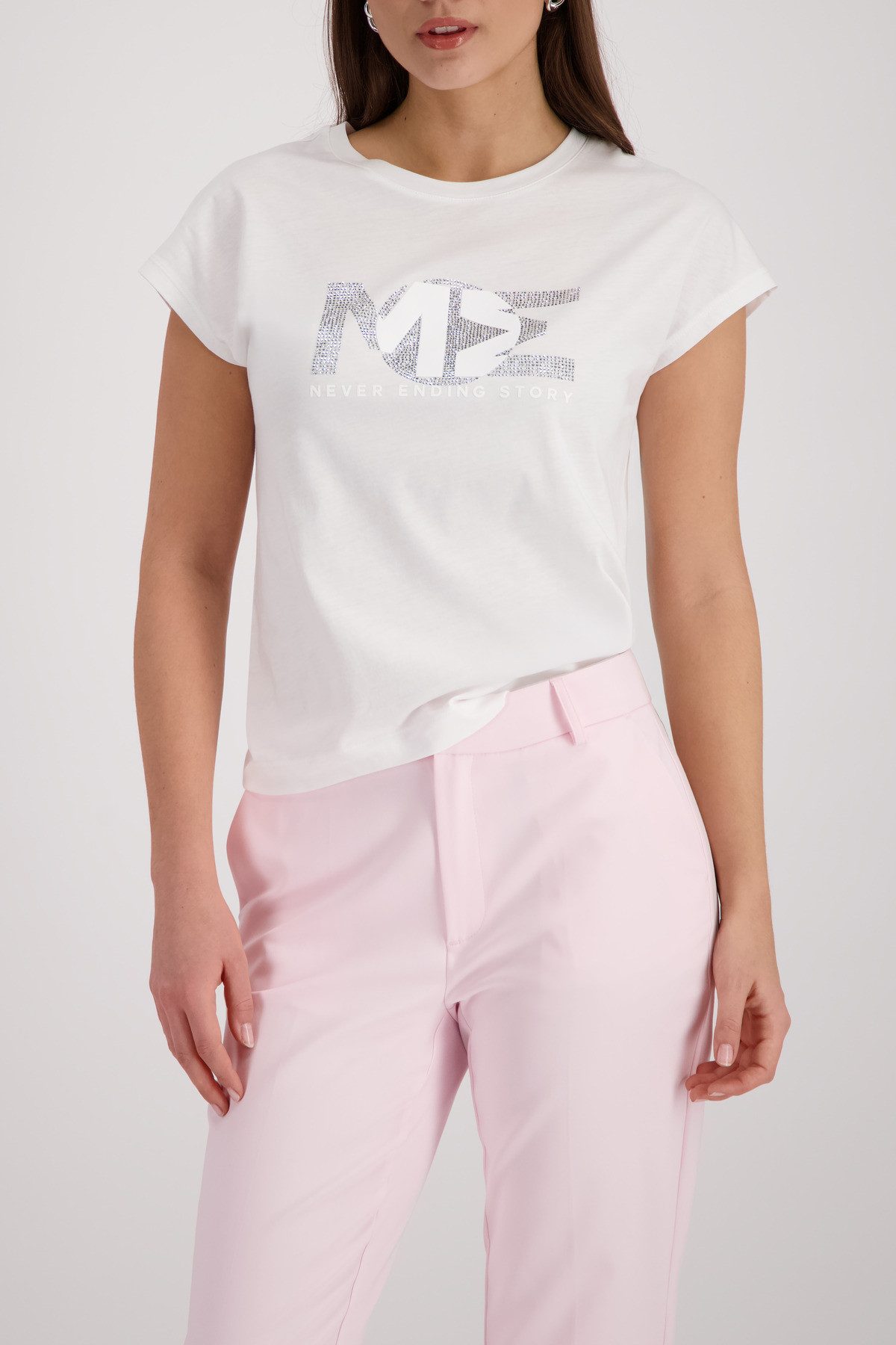 Monari T-Shirt Shirt Basic Schmuck Regular fit mit Strasssteinen