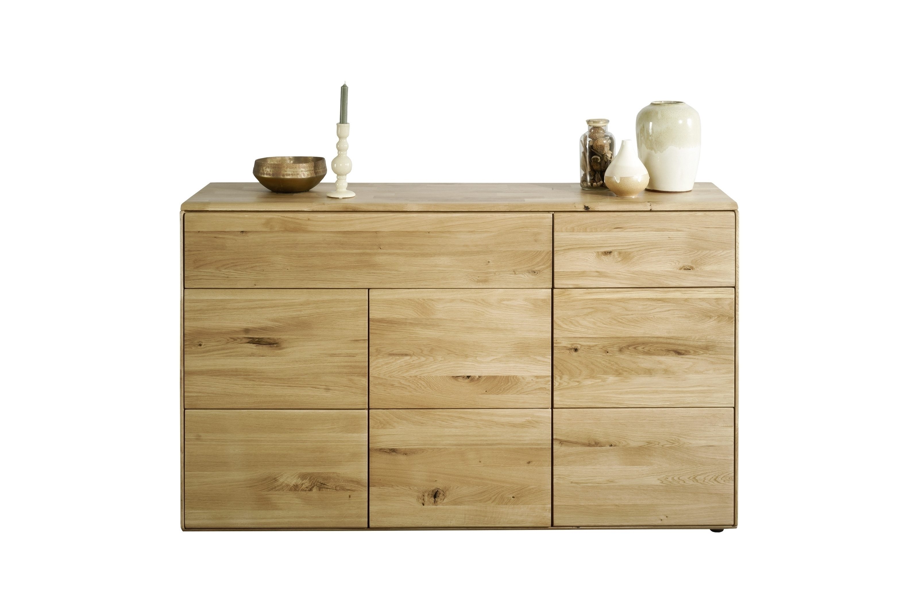 Lebenswert Sideboard KM-0662, 3 Türen, 2 Schübe, 2 Böden, Wildeiche massiv - 149x89x40cm (BxHxT)