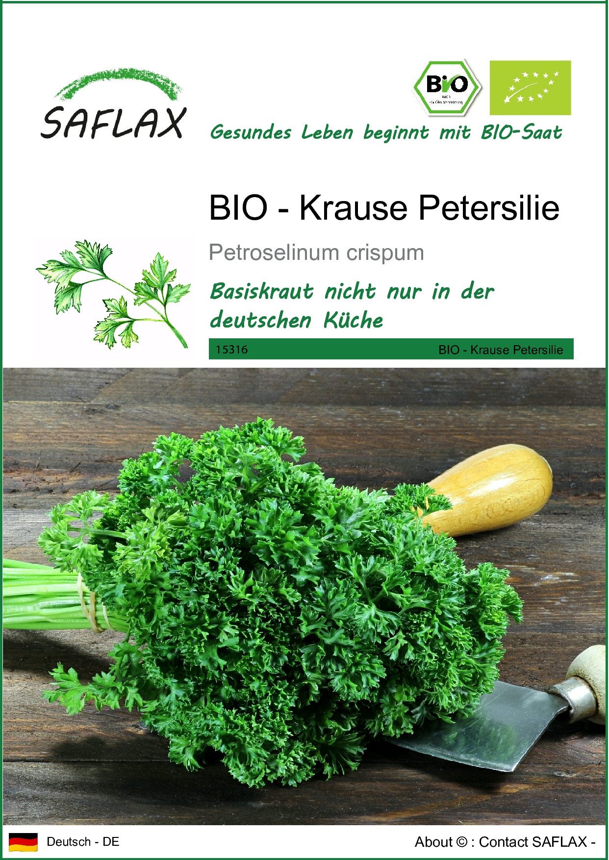 Kräutersamen SAFLAX - Samen - BIO - Krause Petersilie