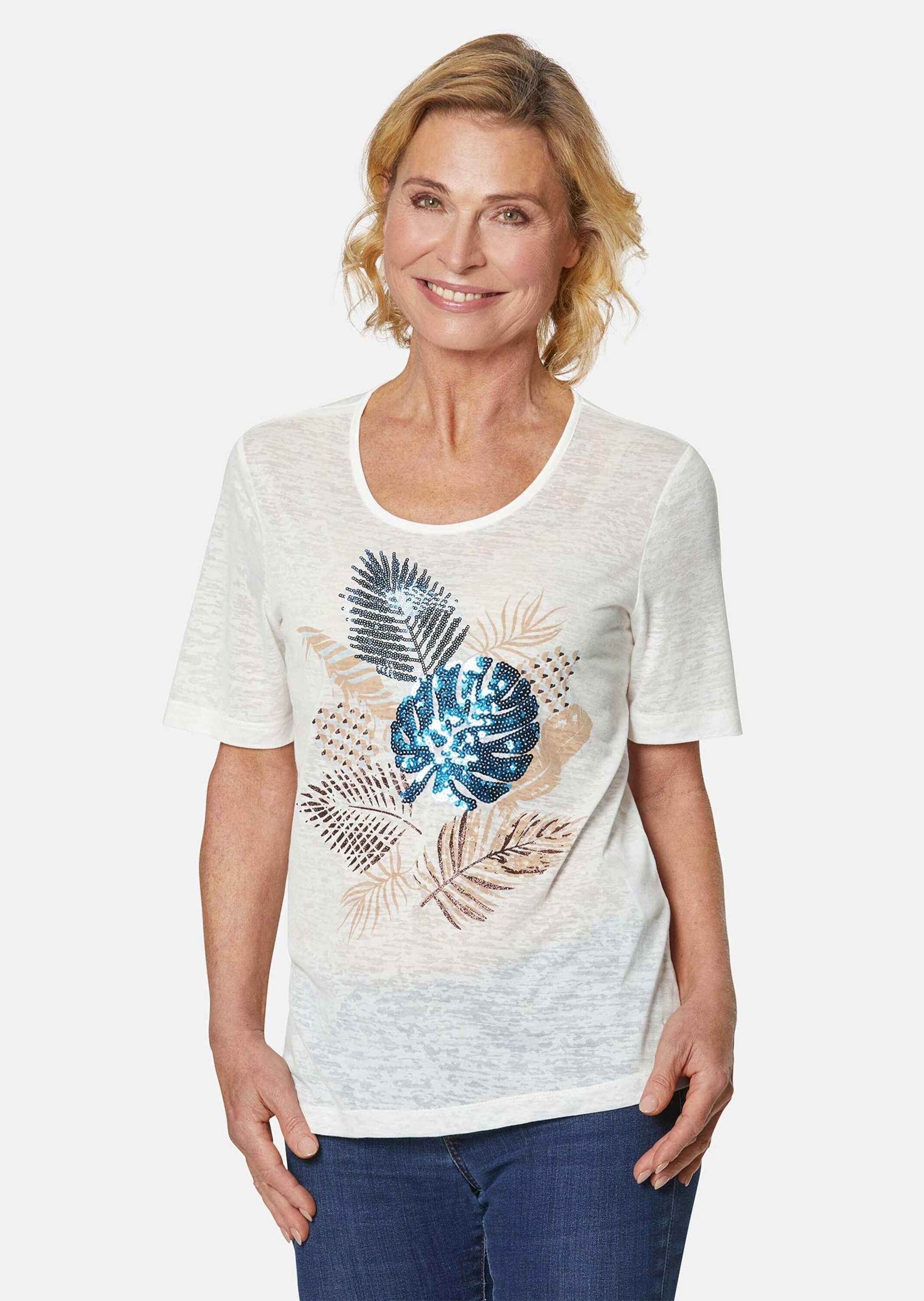 Print-Shirt Edles Druckshirt mit glänzenden Pailetten