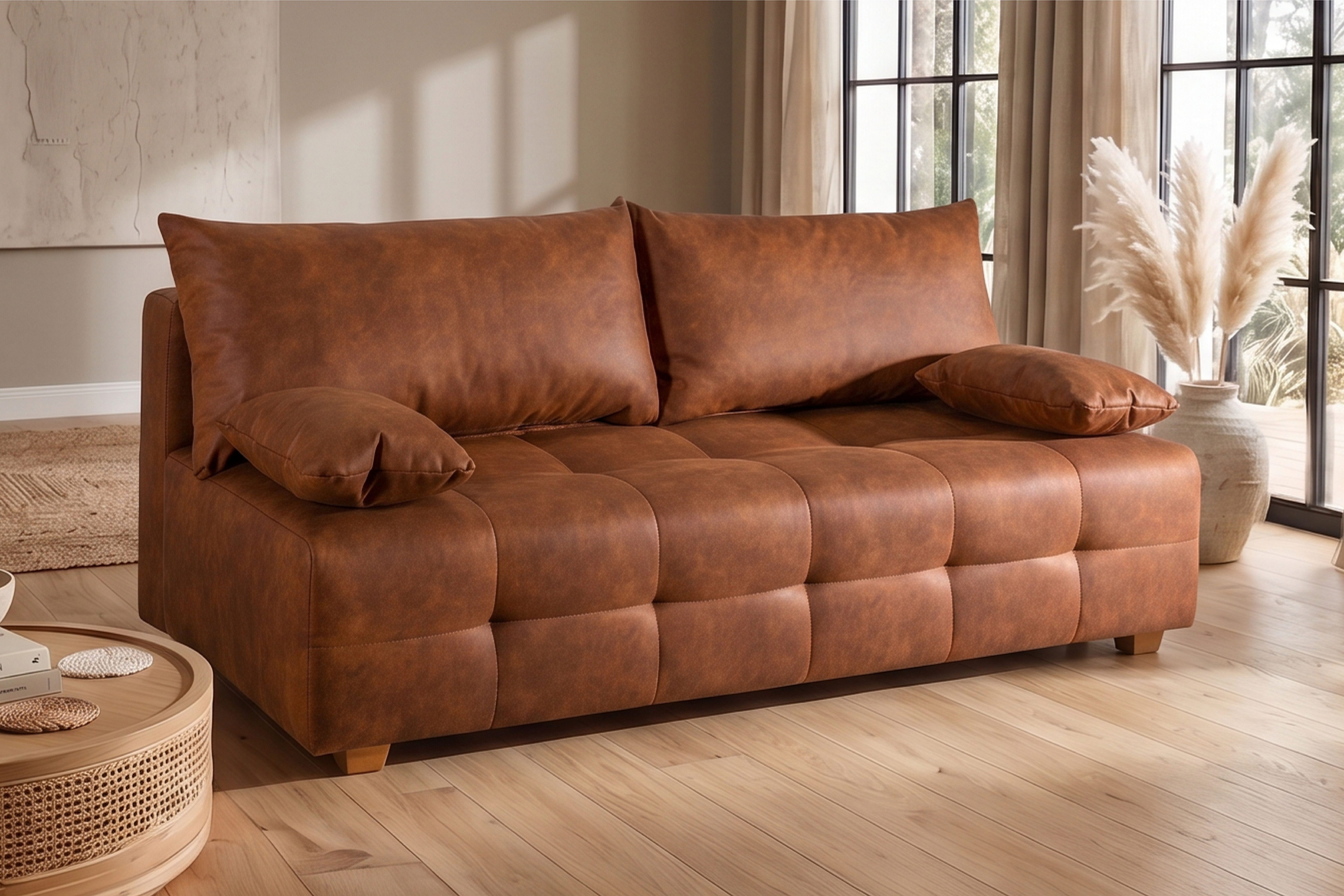 OTTO home Schlafsofa Bella, B: 196 cm, Liegefl. 145x196 cm, Schlaffunktion, Bettkasten & 2 Armlehnenkissen, Federkern