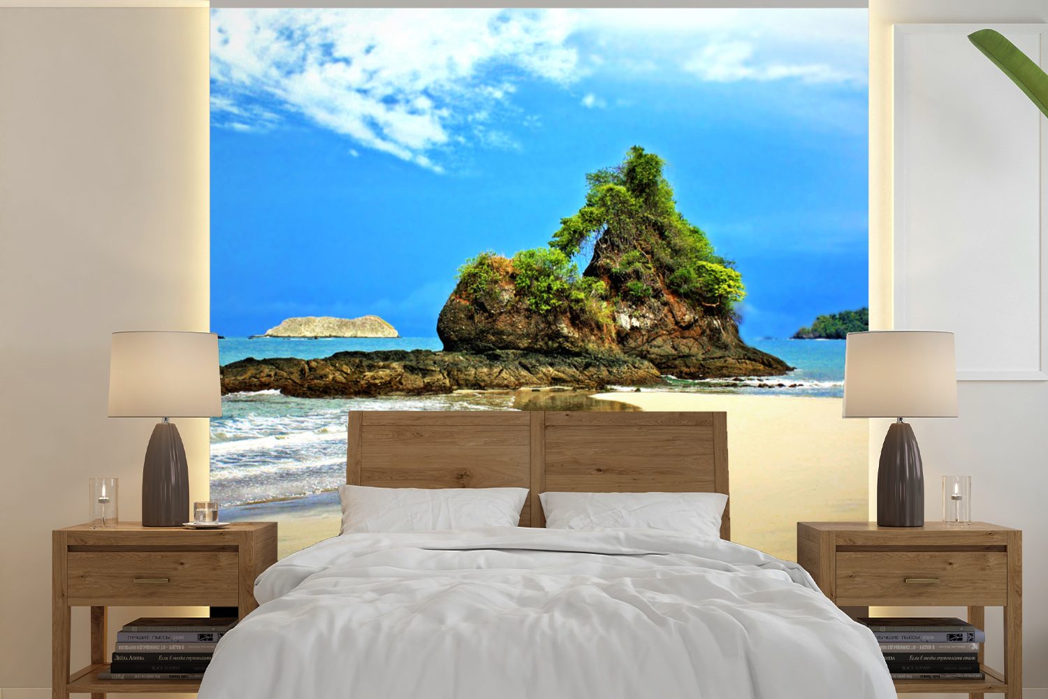 MuchoWow Fototapete Paradies am Strand von Costa Rica, Matt, bedruckt, (5 St), Vinyl Tapete für Wohnzimmer oder Schlafzimmer, Wandtapete