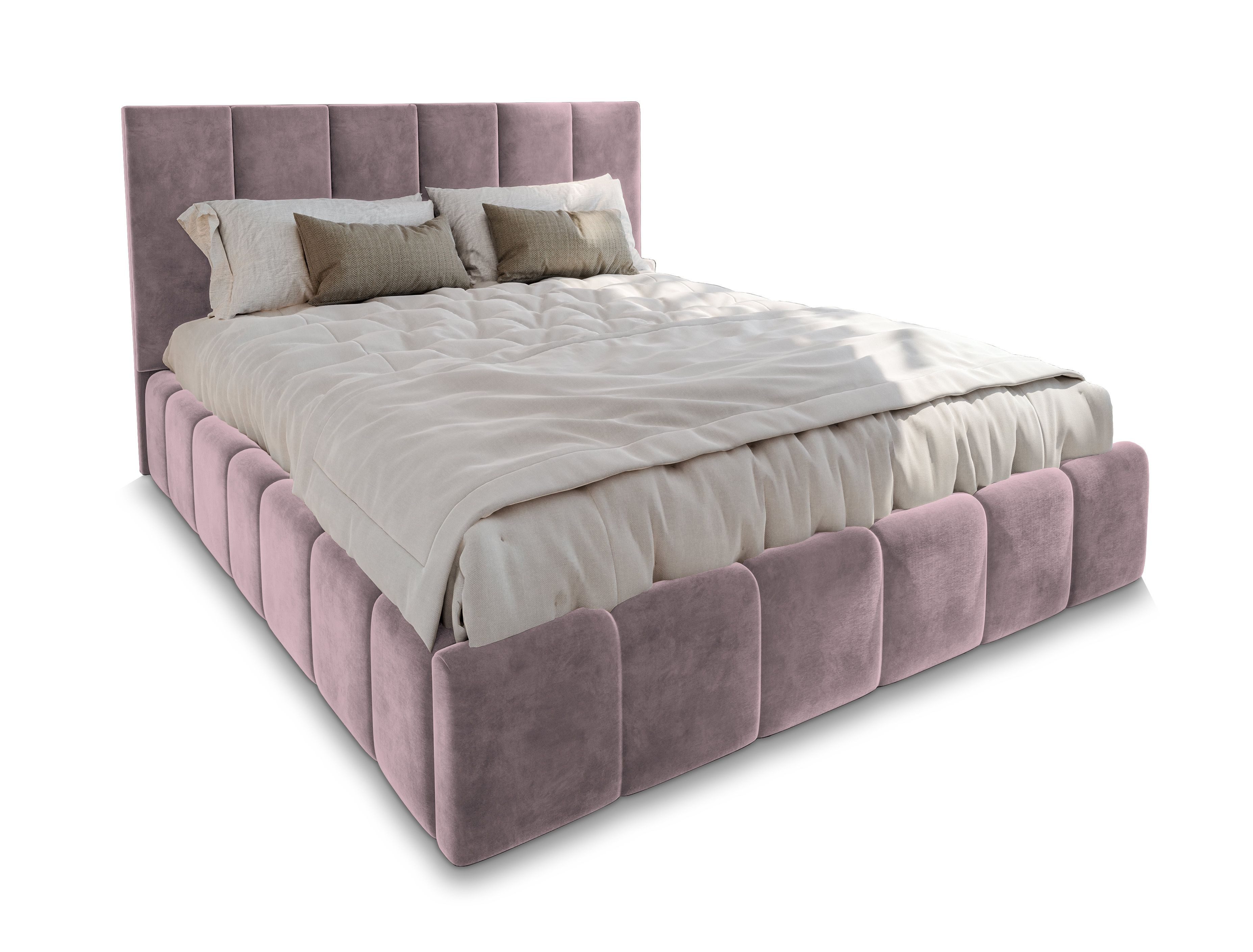 Masseno Polsterbett TARANTO 120x200 cm lila (mit Bettkasten und Lattenrost)