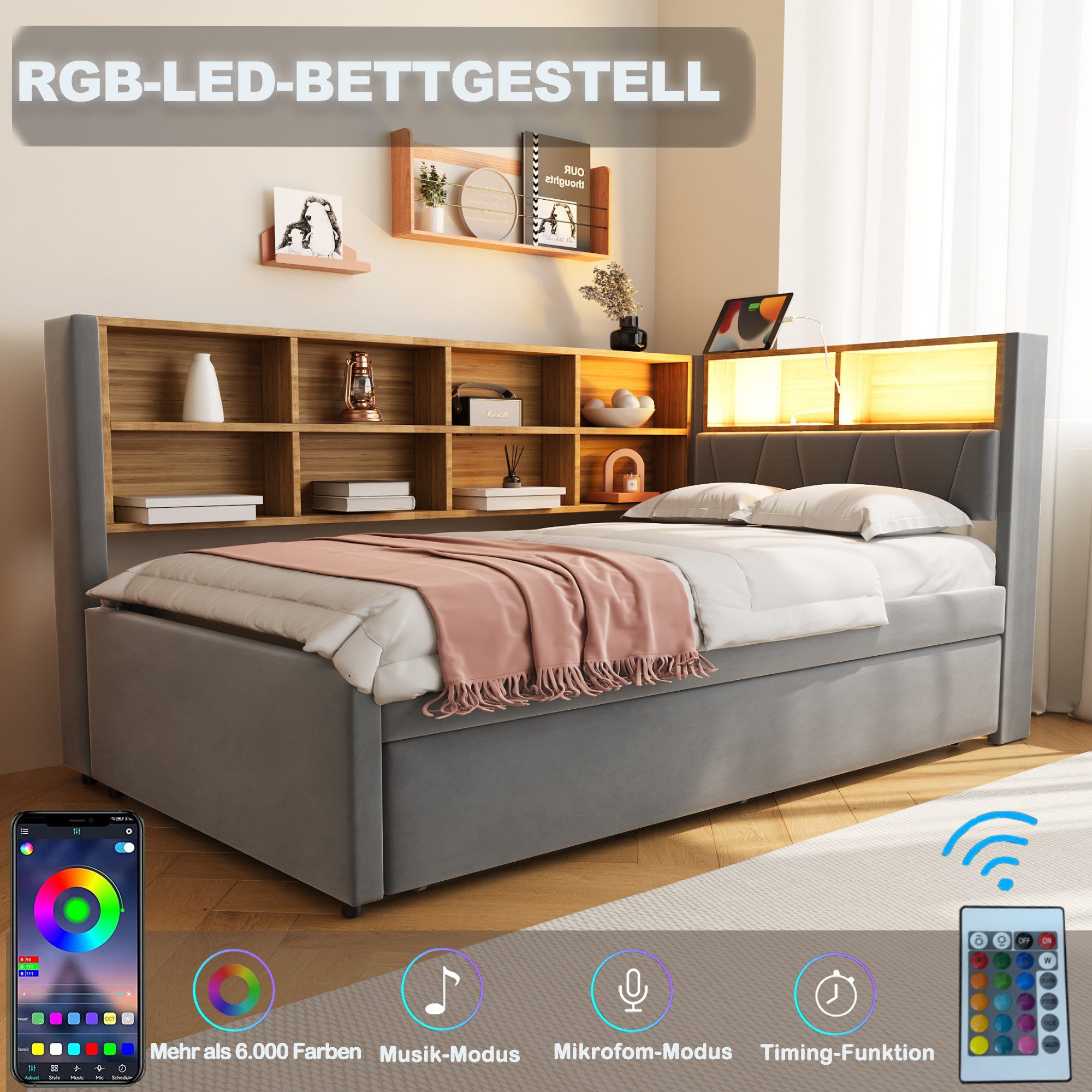 STILVORA Schlafsofa Polsterbett 90×200 mit Ausziehbett günstig online kaufen