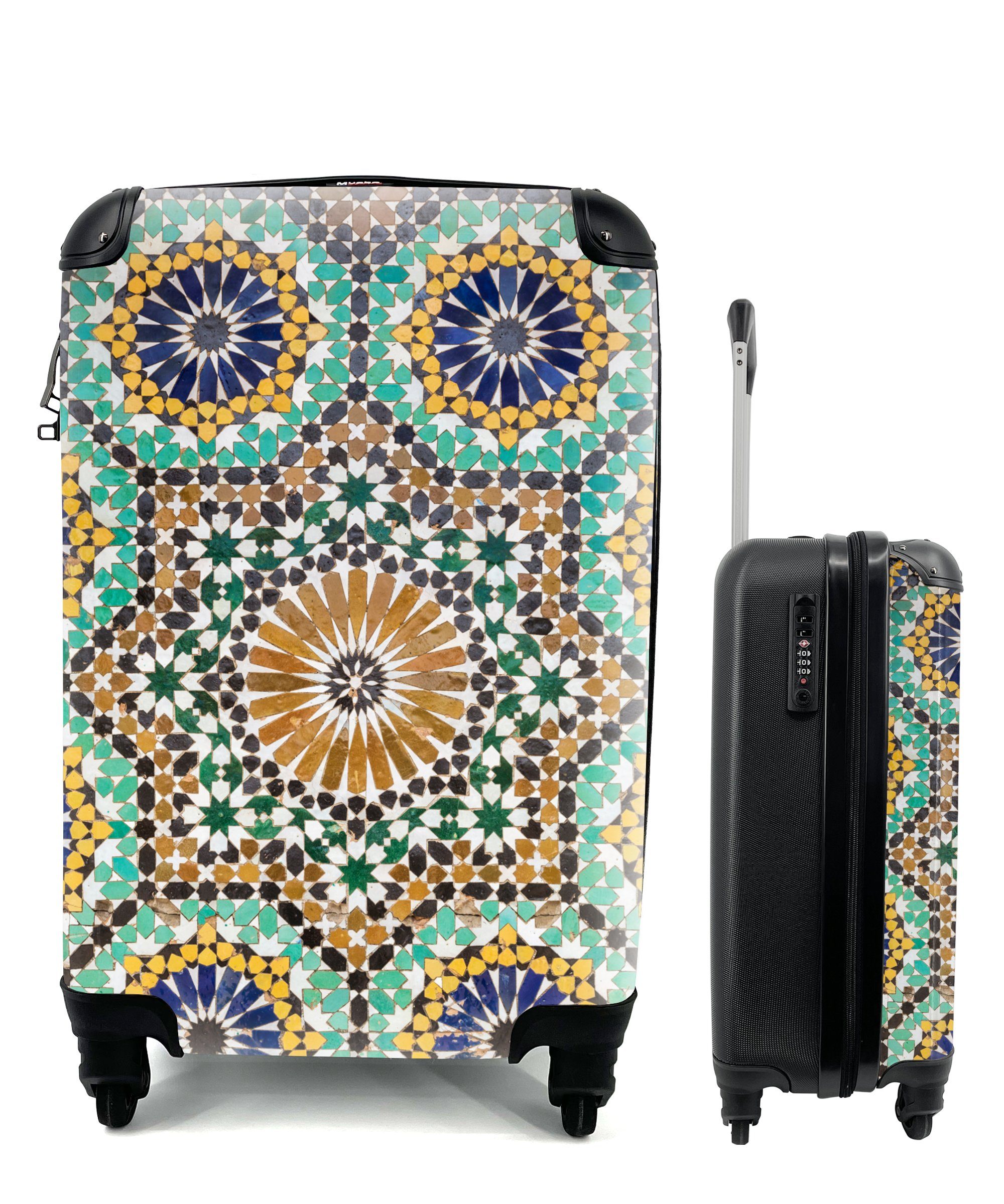 MuchoWow Handgepäckkoffer Eine Nahaufnahme eines marokkanischen Mosaiks, 4 Rollen, Reisetasche mit rollen, Handgepäck für Ferien, Trolley, Reisekoffer