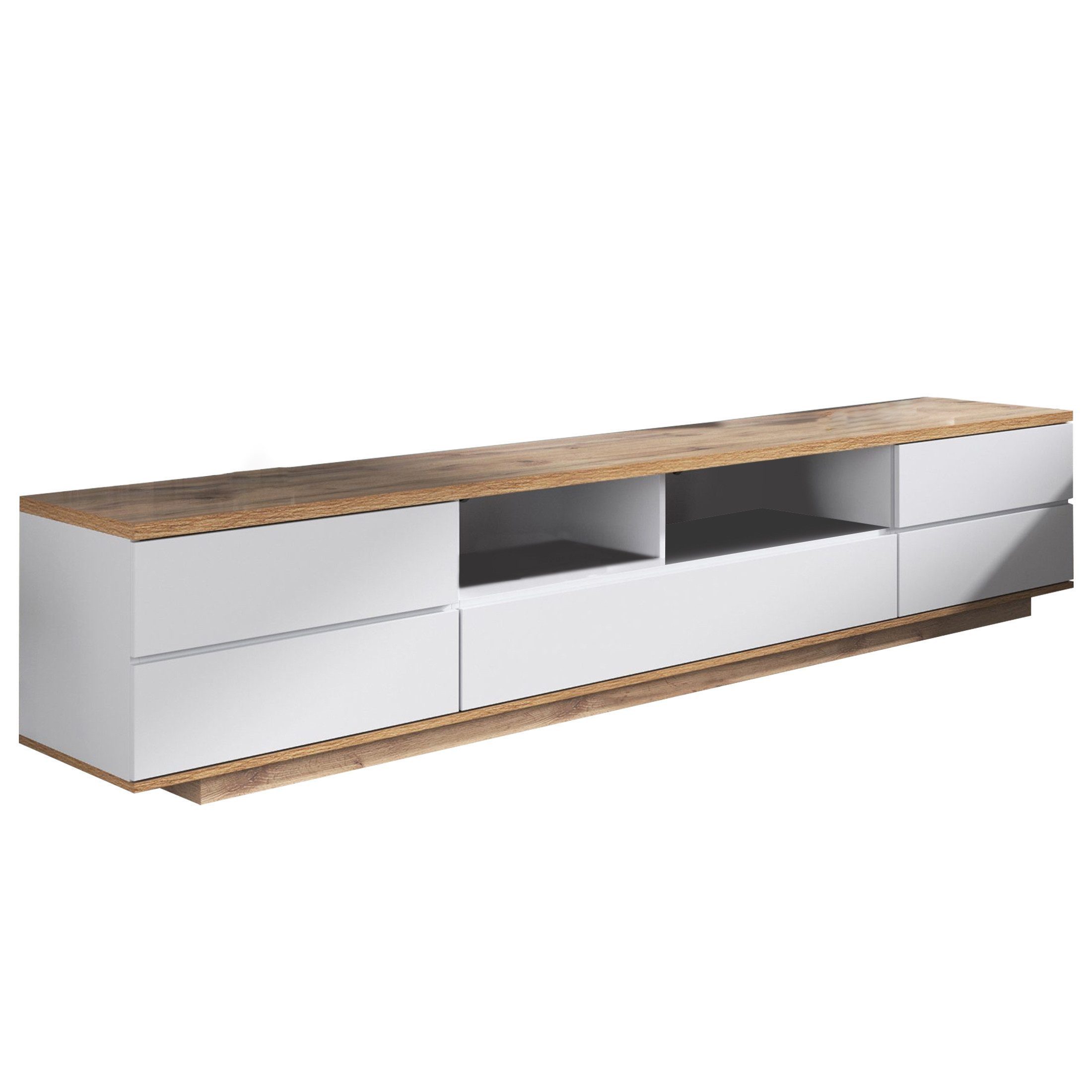 autolock Lowboard TV-Schrank in weißer Ausführung mit Holzmaserung (180 L x günstig online kaufen