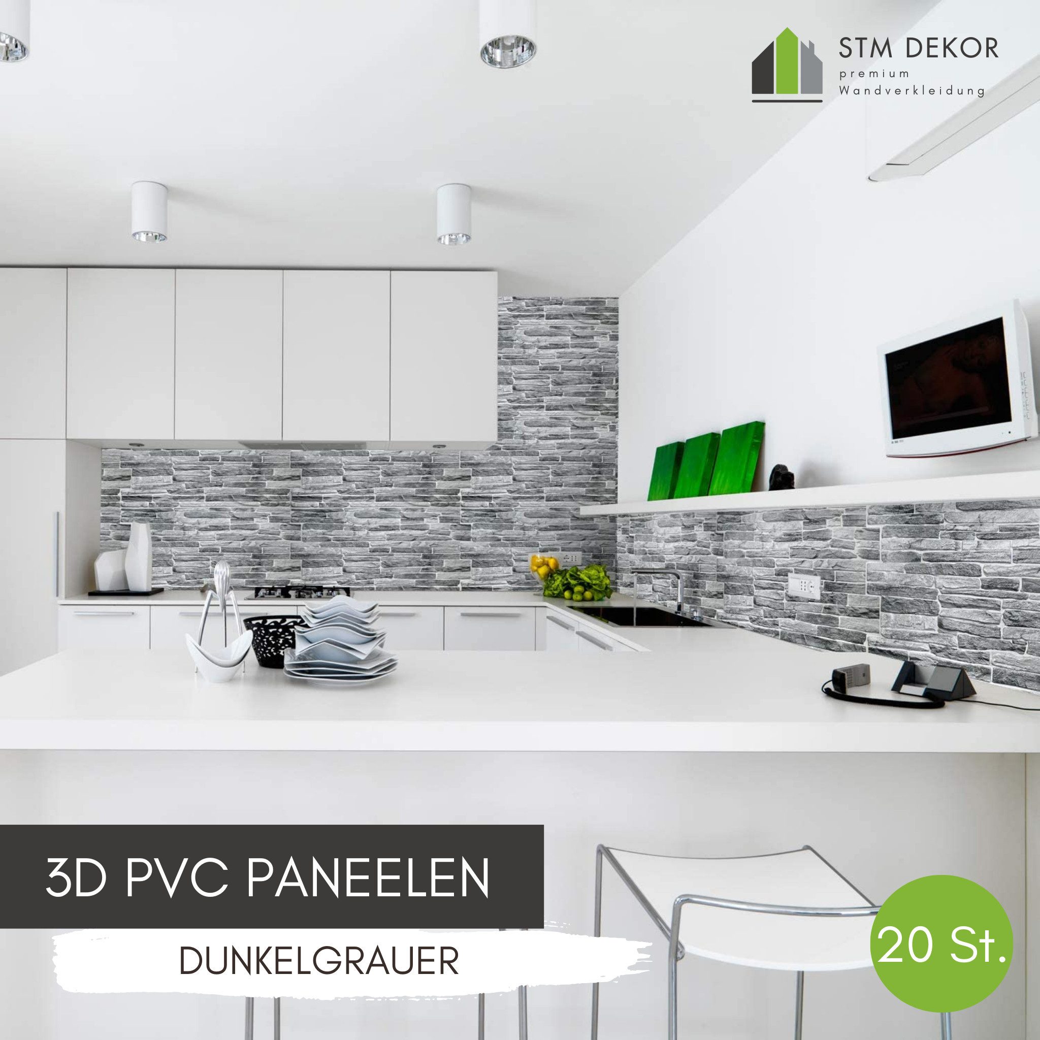 STM Company 3D Wandpaneel 3D-Wandpaneele PVC, Schiefer Optik, 1-20 Platten - 0.5-10 m², (20-tlg) Für Wohnzimmer, Küche & Bad, Einfache DIY-Montage – Bild 2 von 5