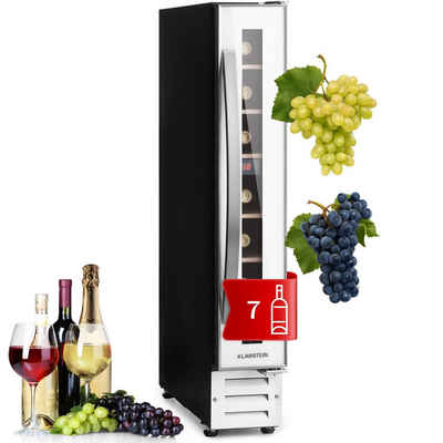 Klarstein Weinkühlschrank Vinovilla 7 Built-in Uno Quartz Einbau-Weinkühlschrank Weißes Glas Edelstahl, für 7 Standardflaschen á 0,75l,Wein Flaschenkühlschrank Getränkekühlschrank Weintemperierschrank Weinschrank Kühlschrank klein