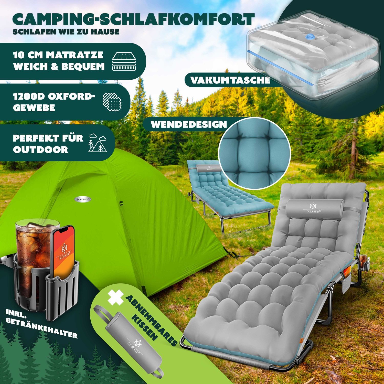 KESSER Campingliege Campingbett Campingliege Angelliege Karpfenliege klappb günstig online kaufen