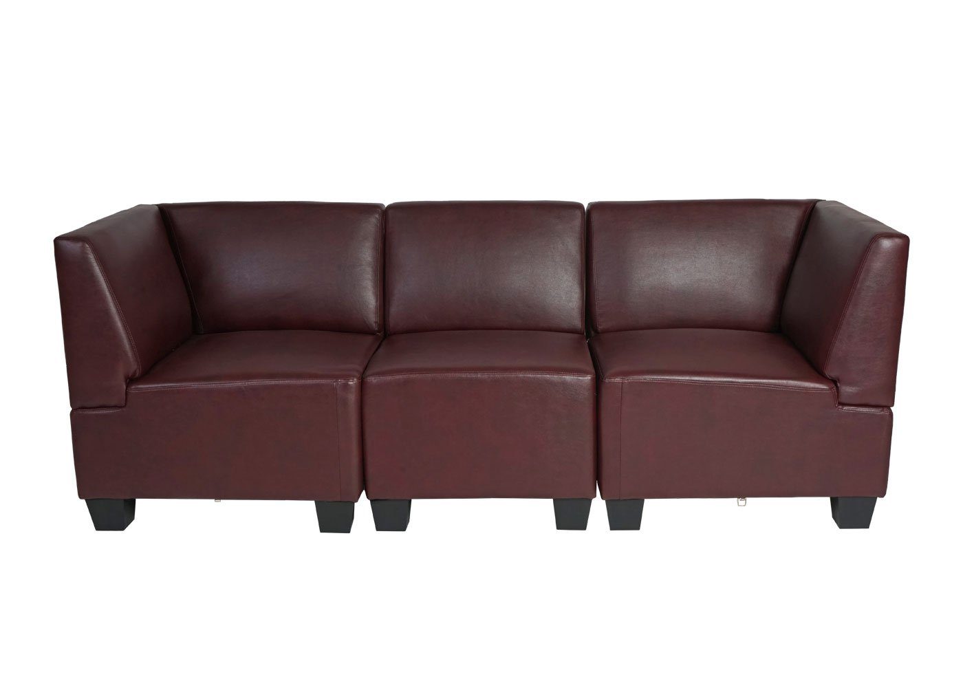 moderner rot-braun Moncalieri-3S, rot-braun | MCW hochwertige bequeme Lounge-Stil, 3-Sitzer Polsterung Verarbeitung,