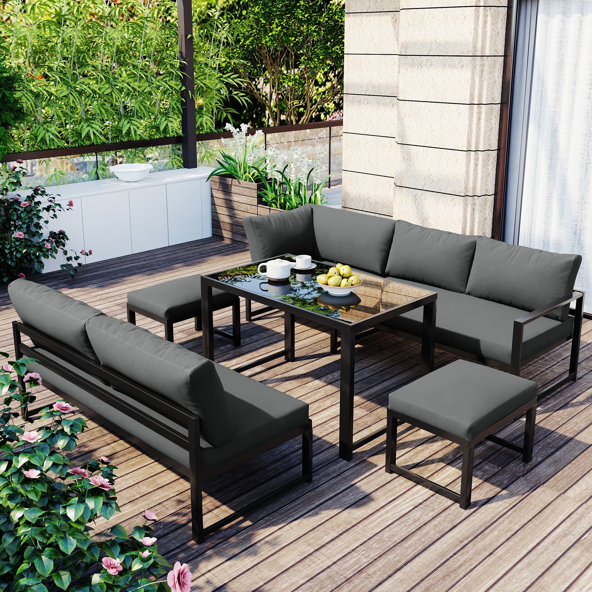 OKWISH GartenloungeSet Balkonmöbel Sitzgruppe LoungeSet, (mit