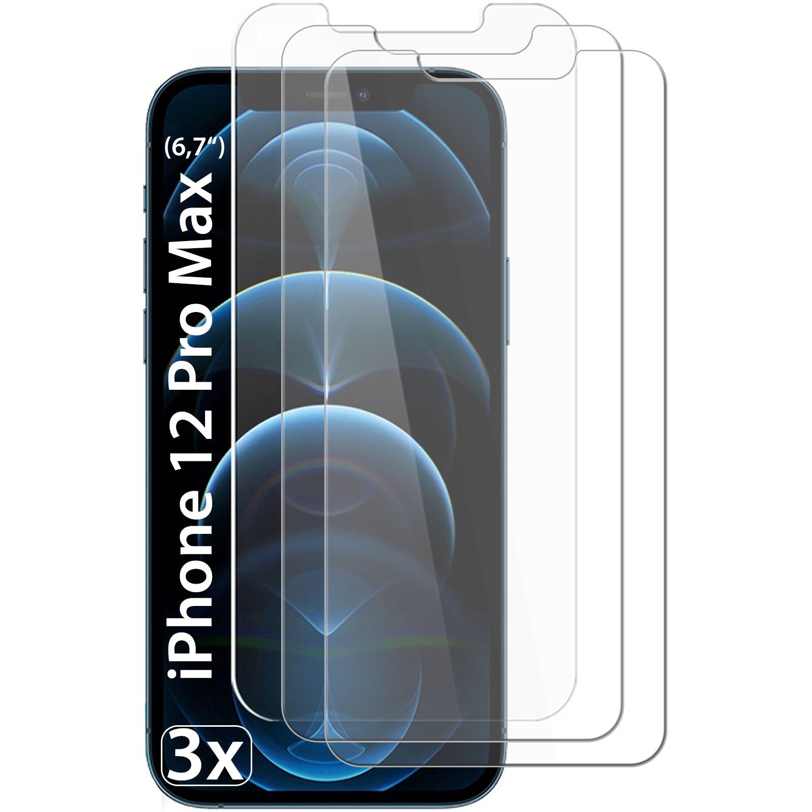 Dooloo Schutzfolie »3x iPhone 12 Pro Max Panzerglas«, (Spar-Set, 3-St., Mit  Reinigungskit), Schutzfolie Panzerfolie echt Glas transparent 9H online  kaufen | OTTO